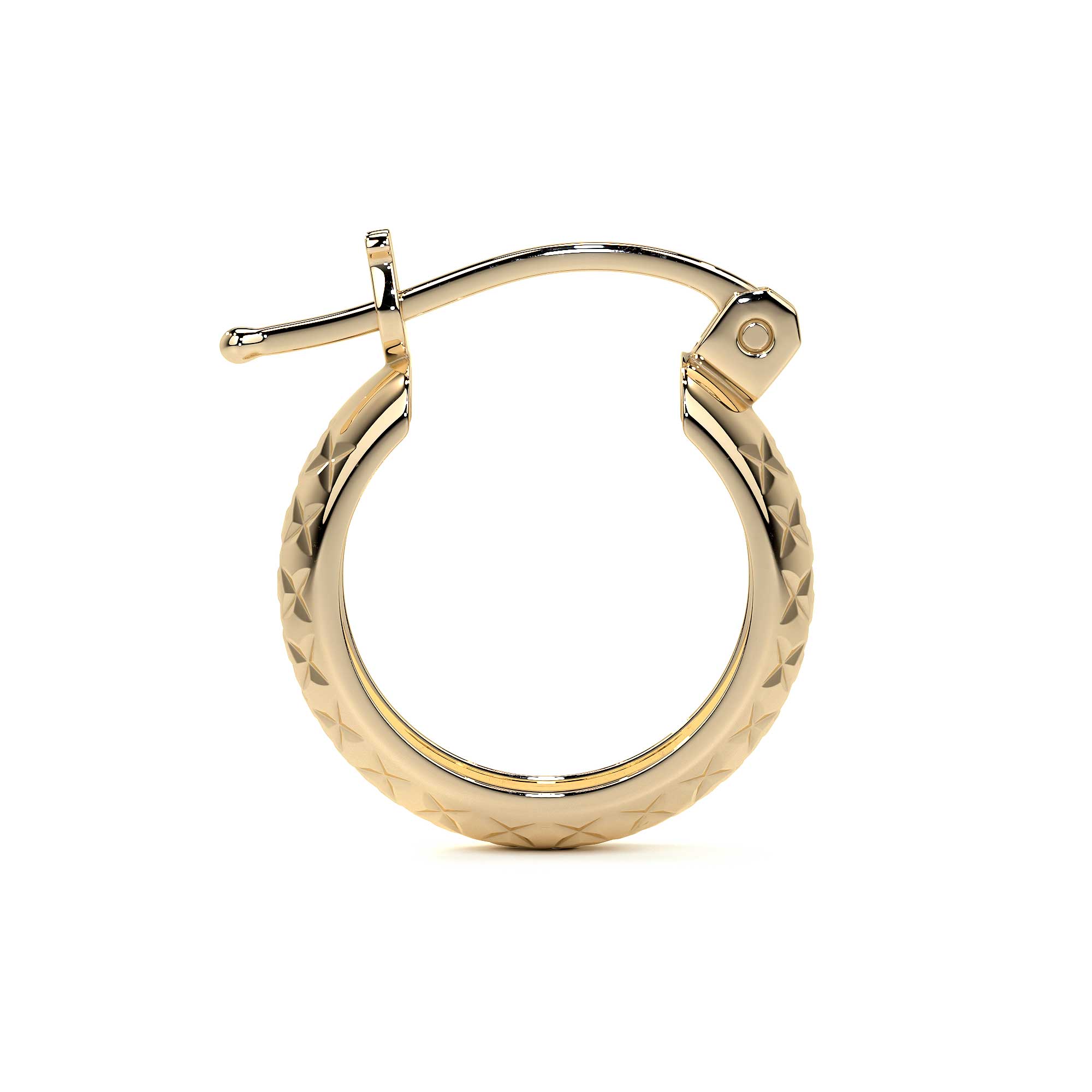 Arracada Diamantada Bangle De Oro 10k Estilo Panal, 15 X 4mm Dorado