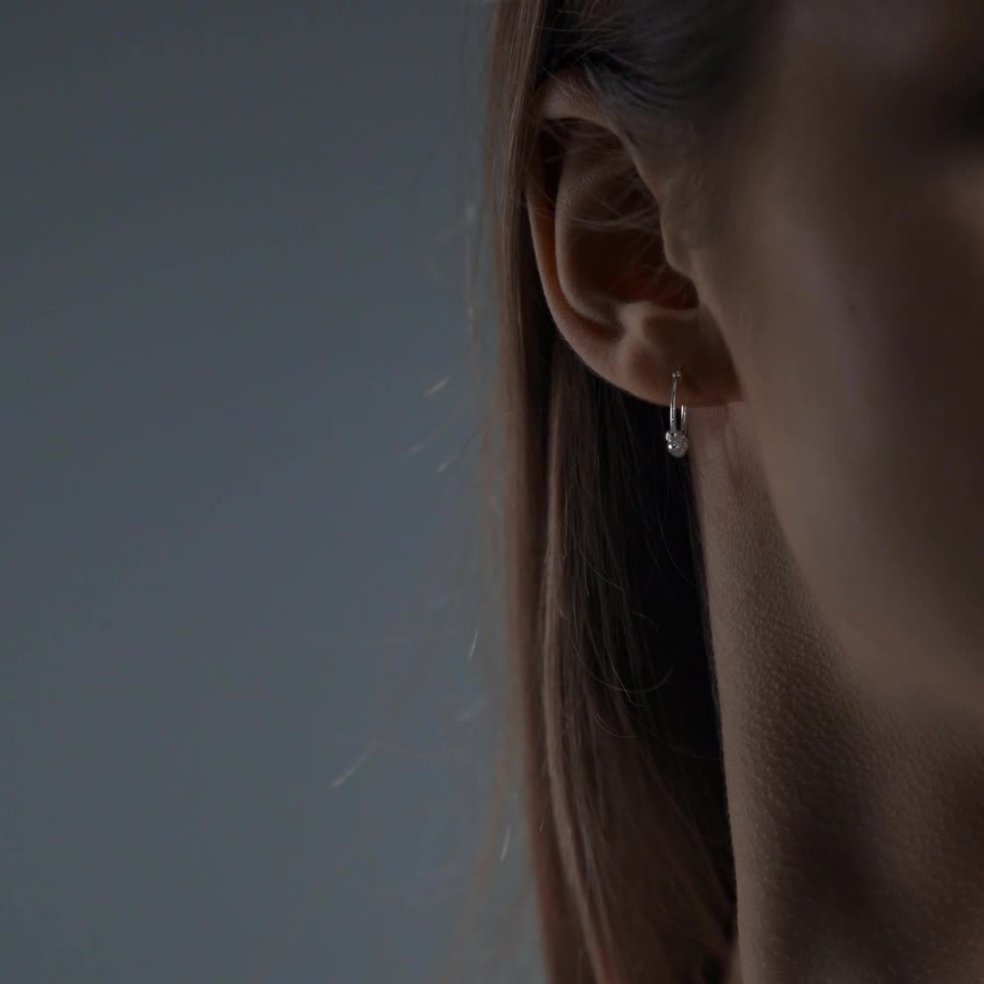 Arete De Plata Ley 925 Para Mujer Con Bola Diamantada