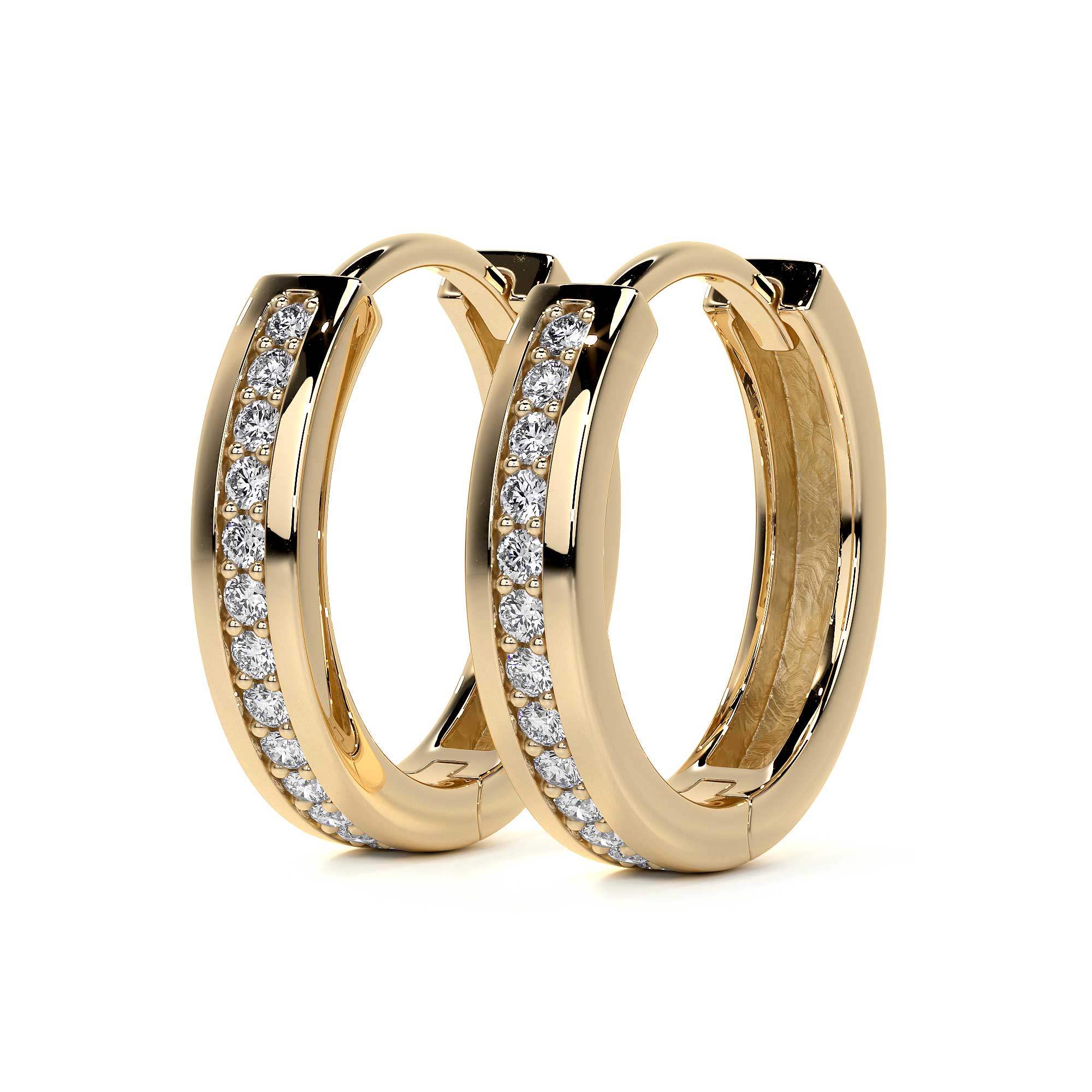 Aretes Huggies Oro 10k Con Zirconia