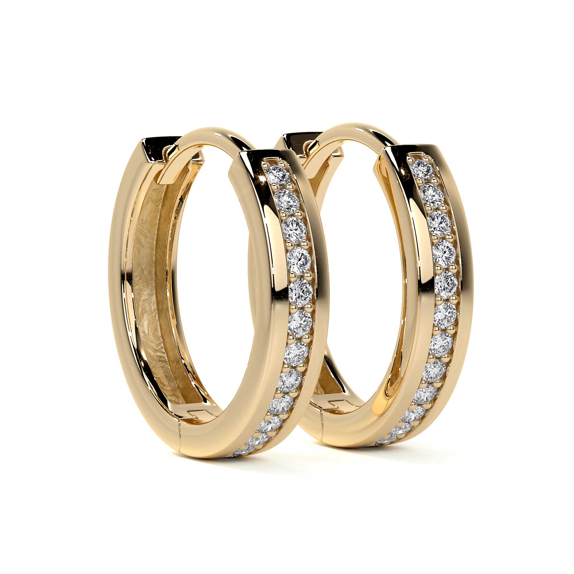 Aretes Huggies Oro 10k Con Zirconia