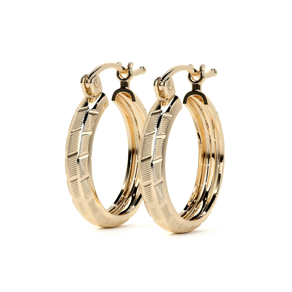 Arracada Bangle De Oro 10k Diamantado Diagonal De 20x4mm