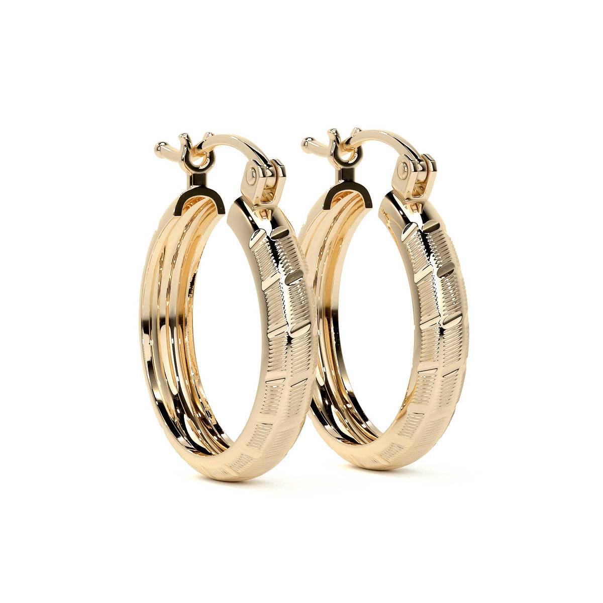 Arracada Bangle De Oro 10k Diamantado Diagonal De 20x4mm