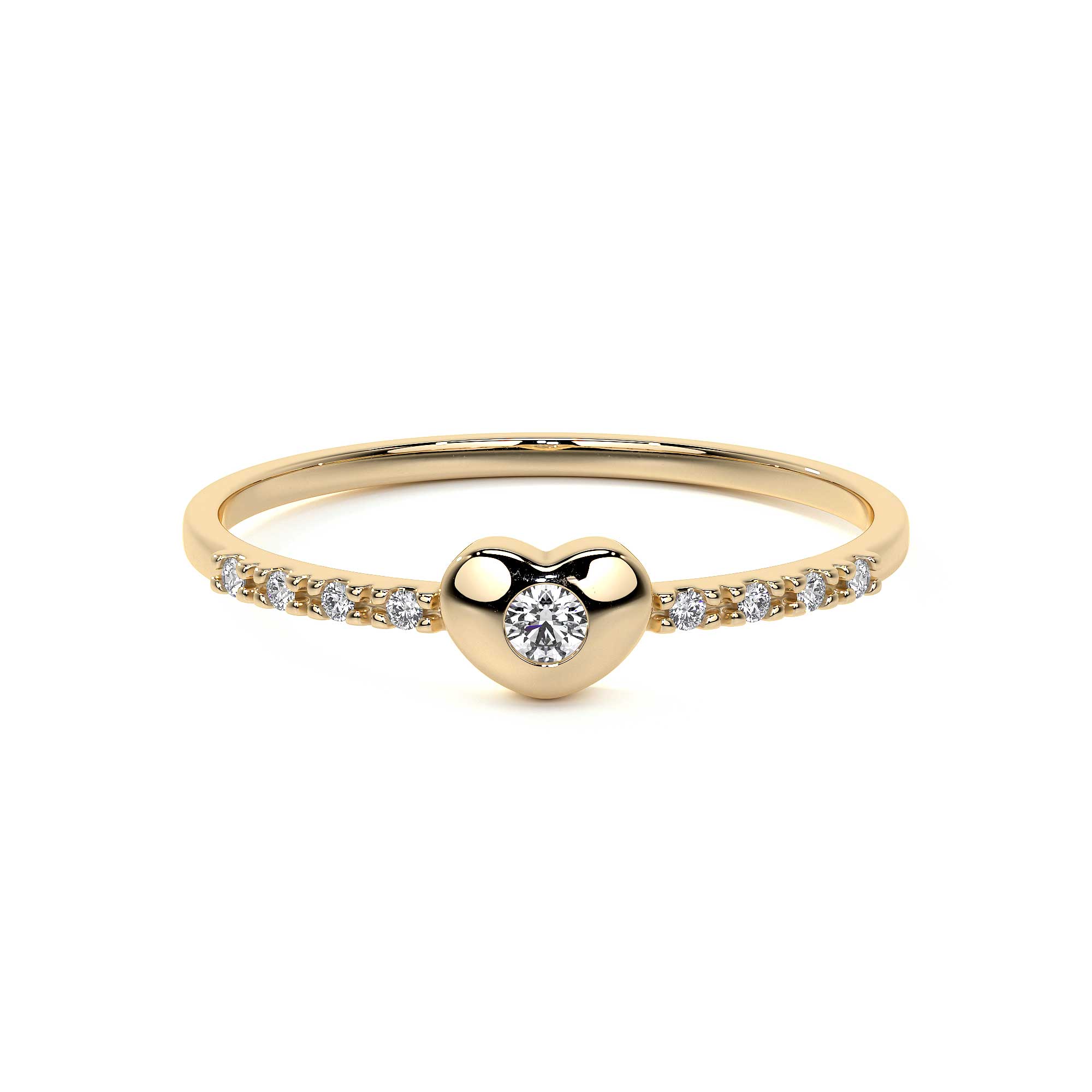 Anillo Con Diamantes De Oro De 14k De Corazón Para Mujer