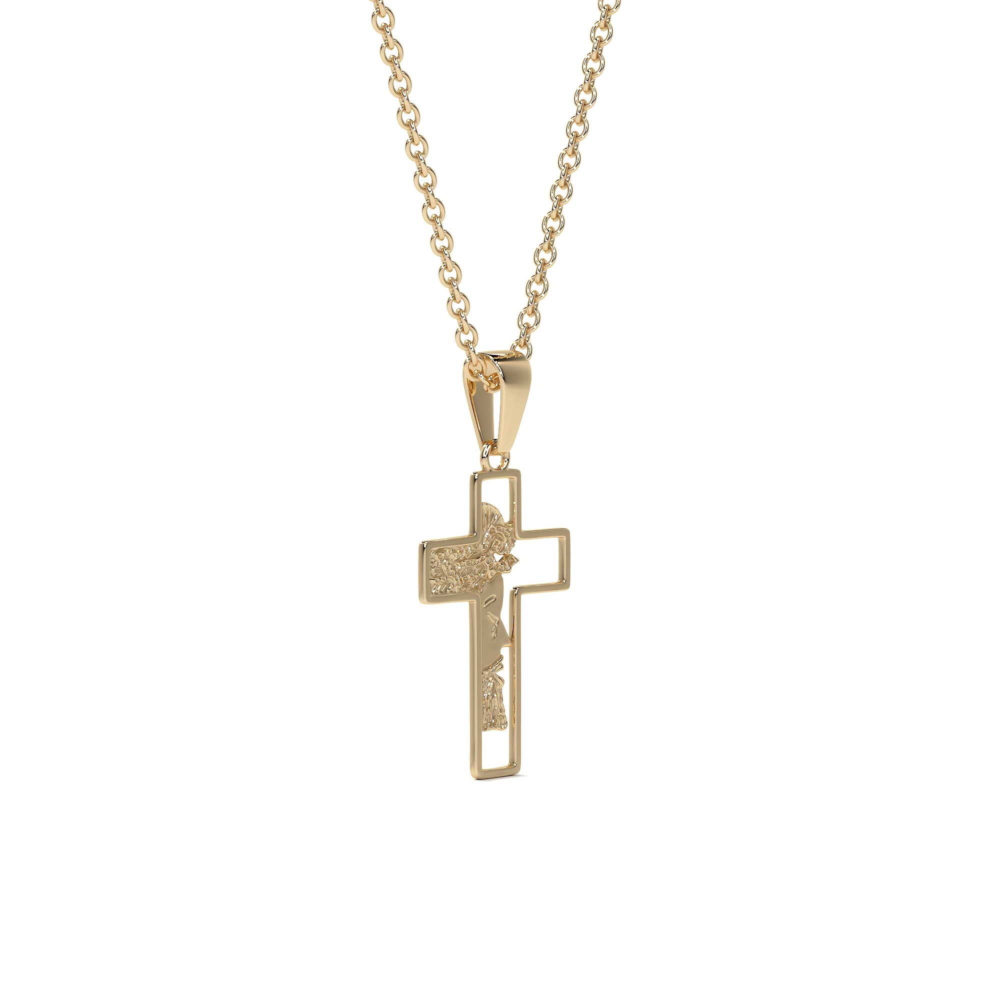 Dije de Cruz de Oro 10K con Rostro de Cristo – Elegancia y Fe para Hombre