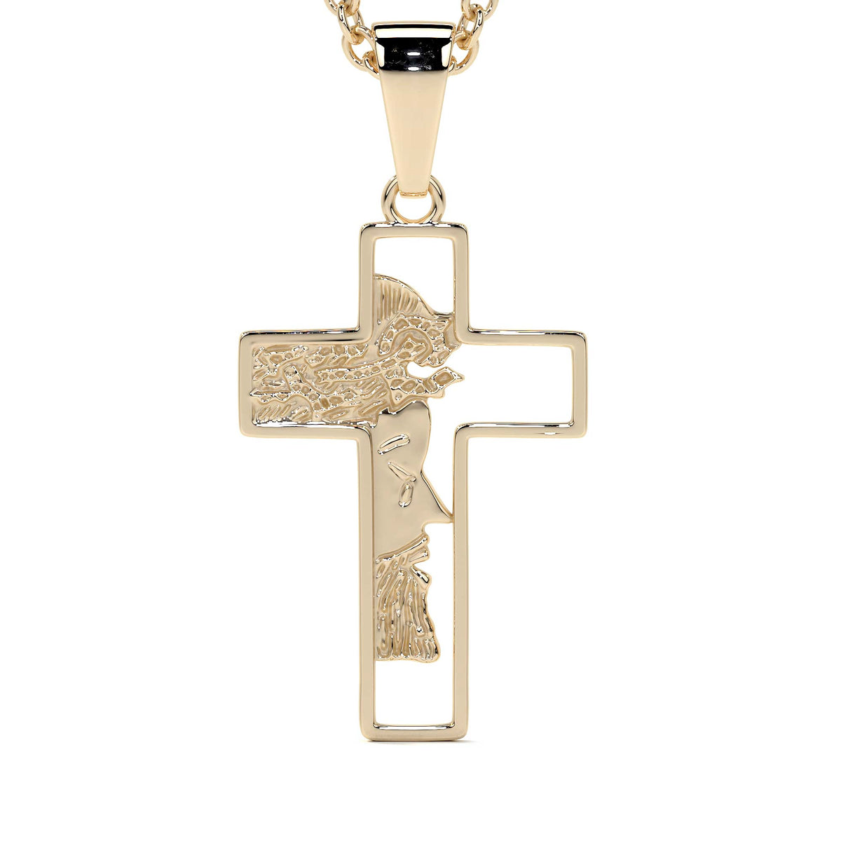 Dije De Cruz Con Rostro De Cristo De Oro De 10k