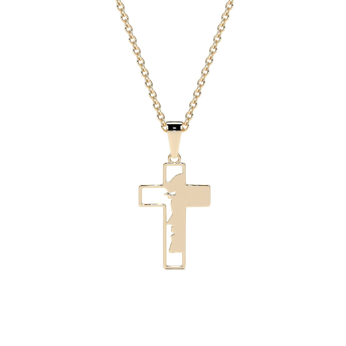 Dije De Cruz Con Rostro De Cristo De Oro De 10k