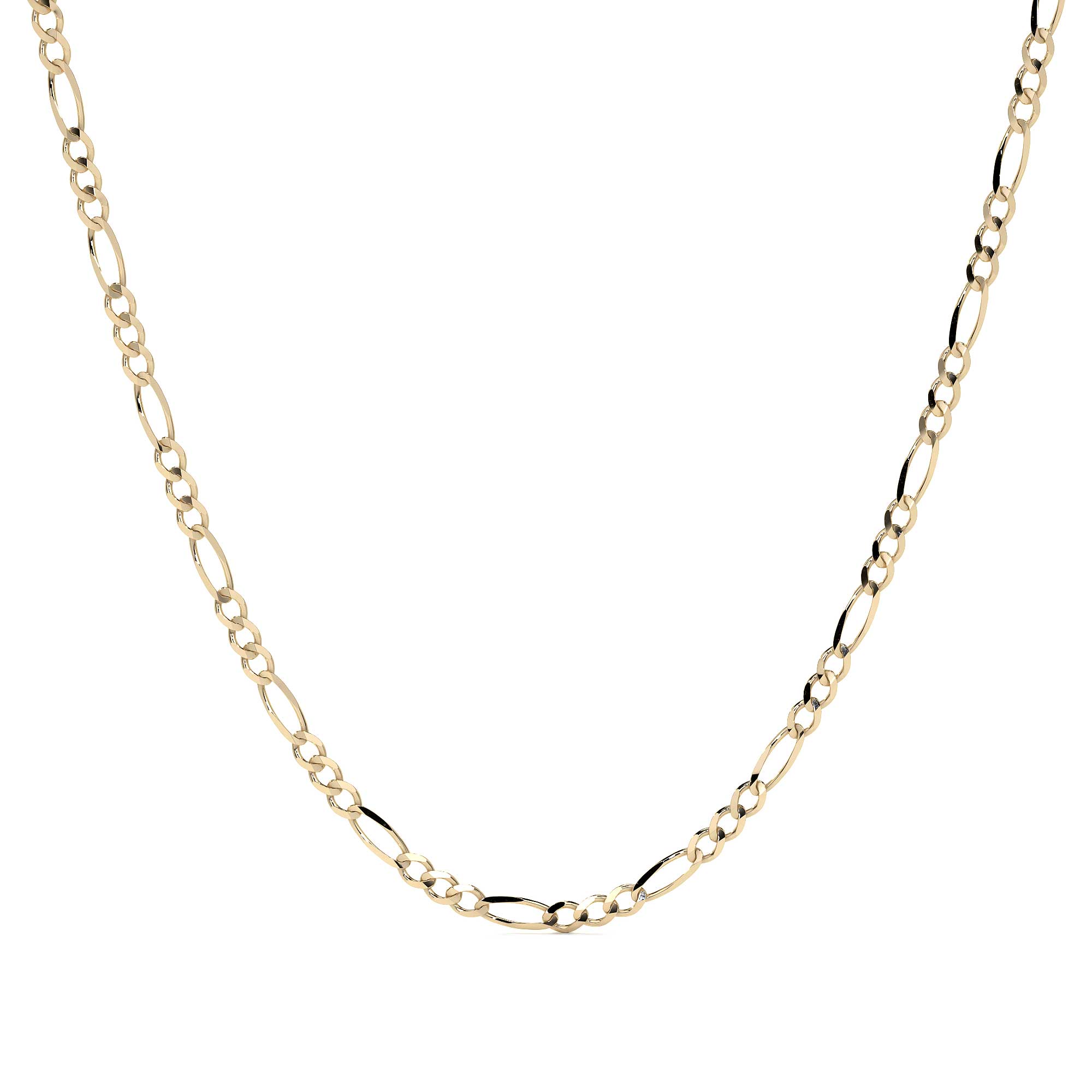 Cadena de Oro 10K Figaro 3x1 Hueca, Collar de Oro Italiano Ligero 2.6mm con Broche de Argolla