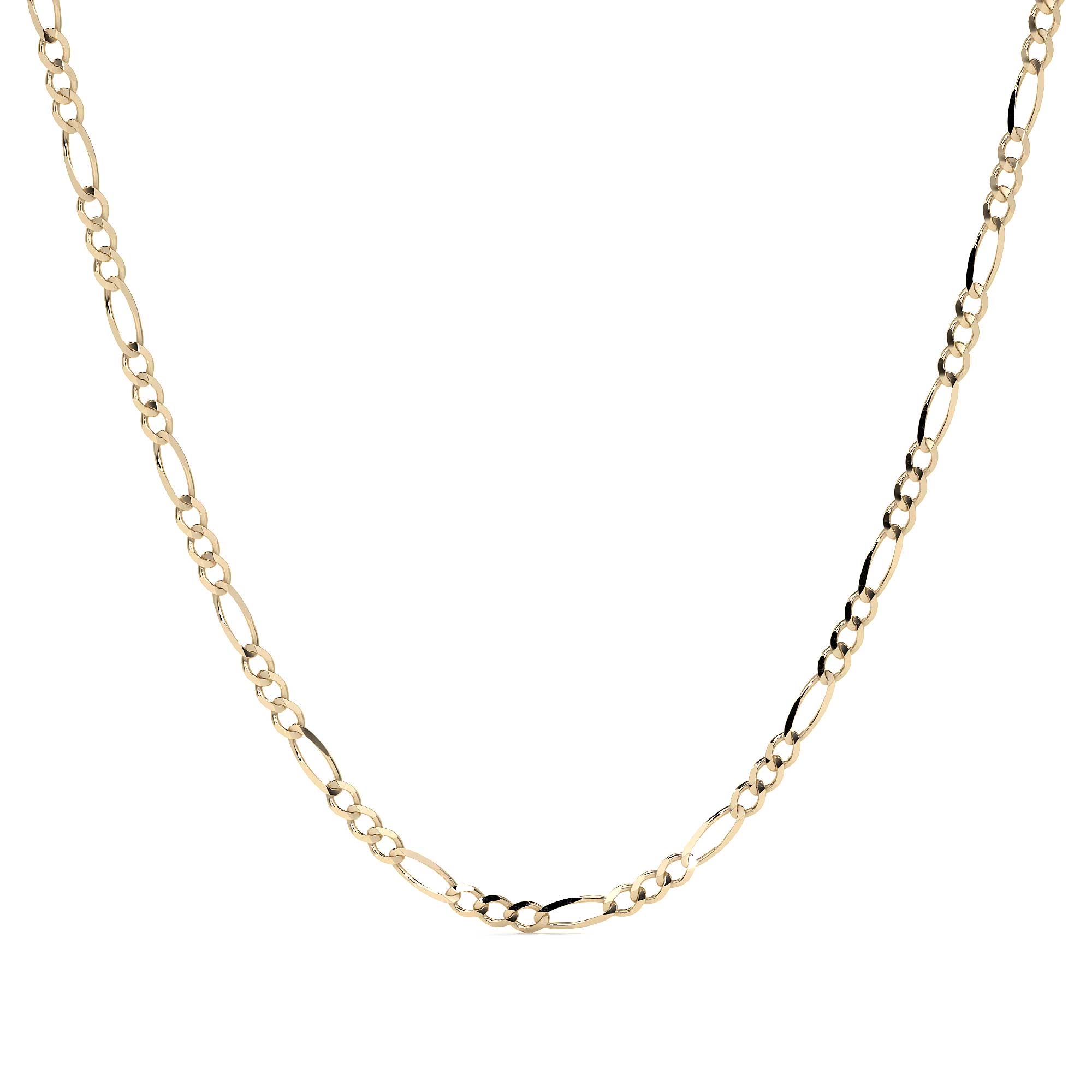 Cadena De Oro Italiano 10k, Estilo Figaro 3x1 Hueca, 40 Cm Dorado