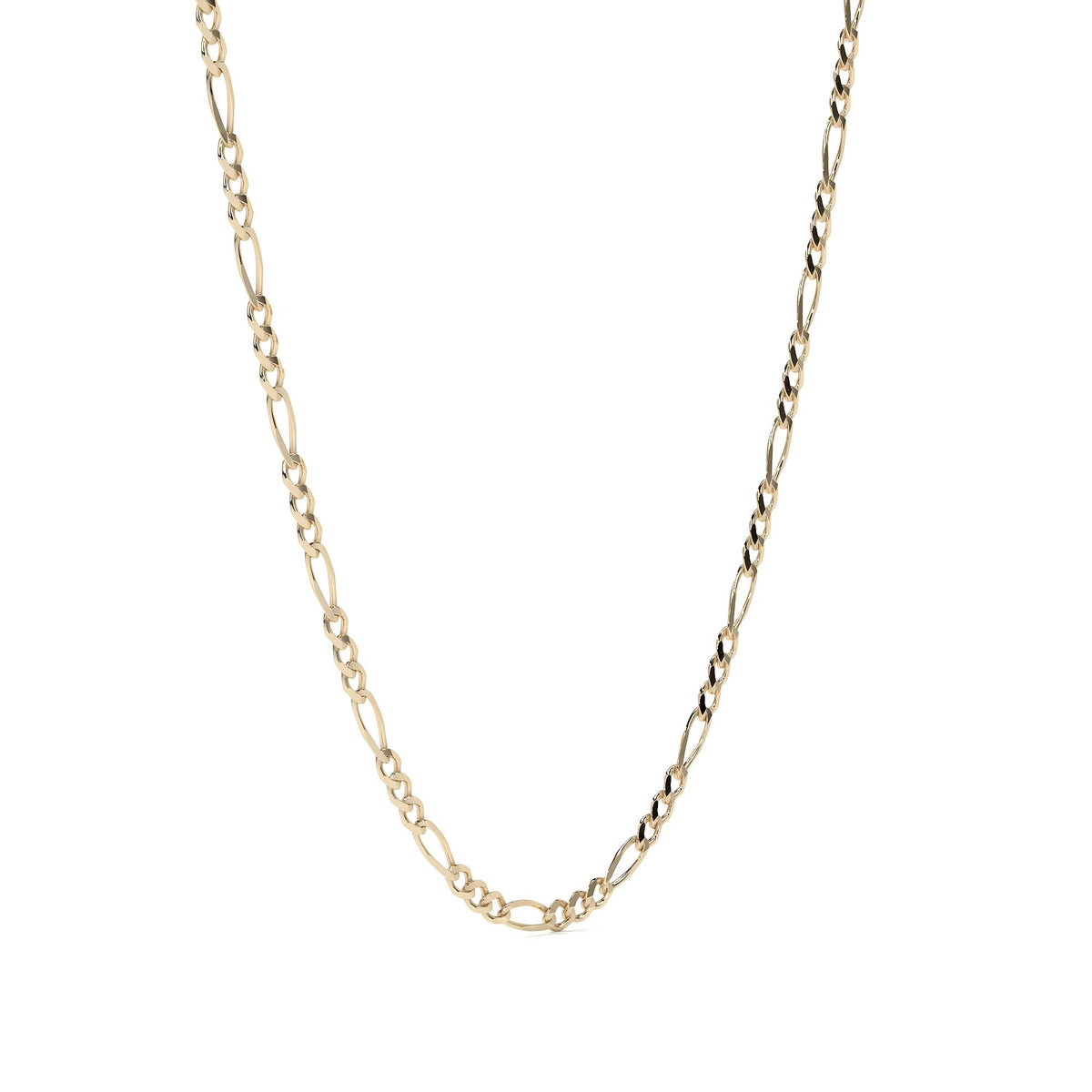 Cadena de Oro 10K Figaro 3x1 Hueca, Collar de Oro Italiano Ligero 2.6mm con Broche de Argolla