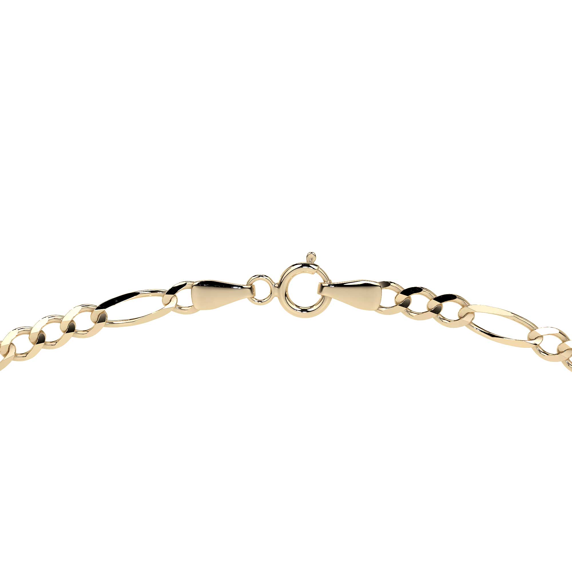 Cadena De Oro Italiano 10k, Estilo Figaro 3x1 Hueca, 40 Cm Dorado