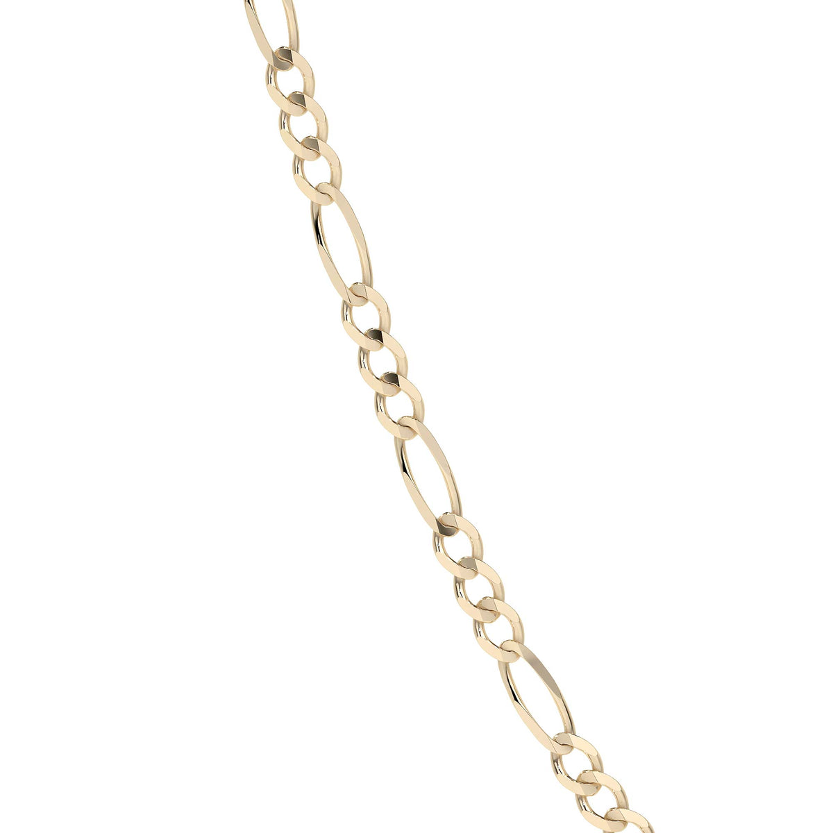 Cadena de Oro 14K Figaro 3x1 Hueca para Hombre y Mujer | Collar Italiano 2.6mm con Broche de Argolla | 40 a 60 cm