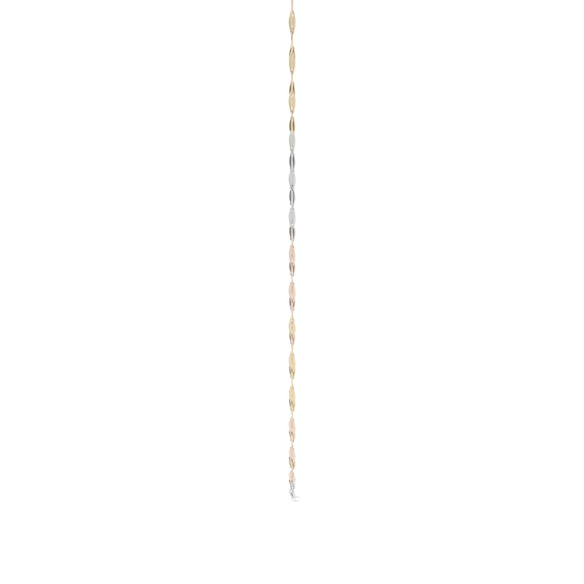 Cadena de Oro 10K Grano de Café Tricolor | Collar Italiano Ligero Oro Blanco, Amarillo y Rosa