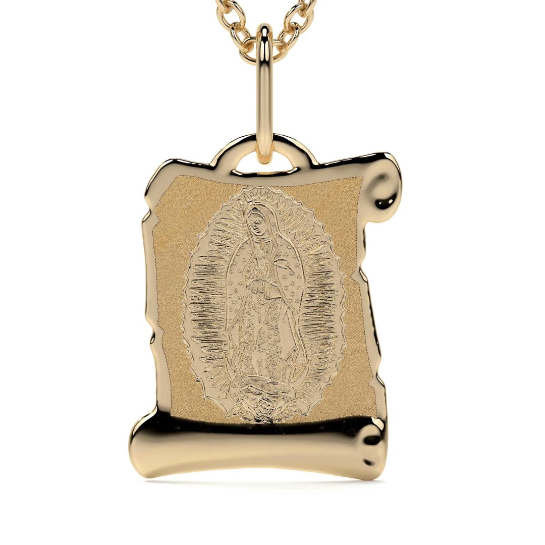Cadena De Oro 10k Filk Virgen De Guadalupe 40cm Medalla Dorado
