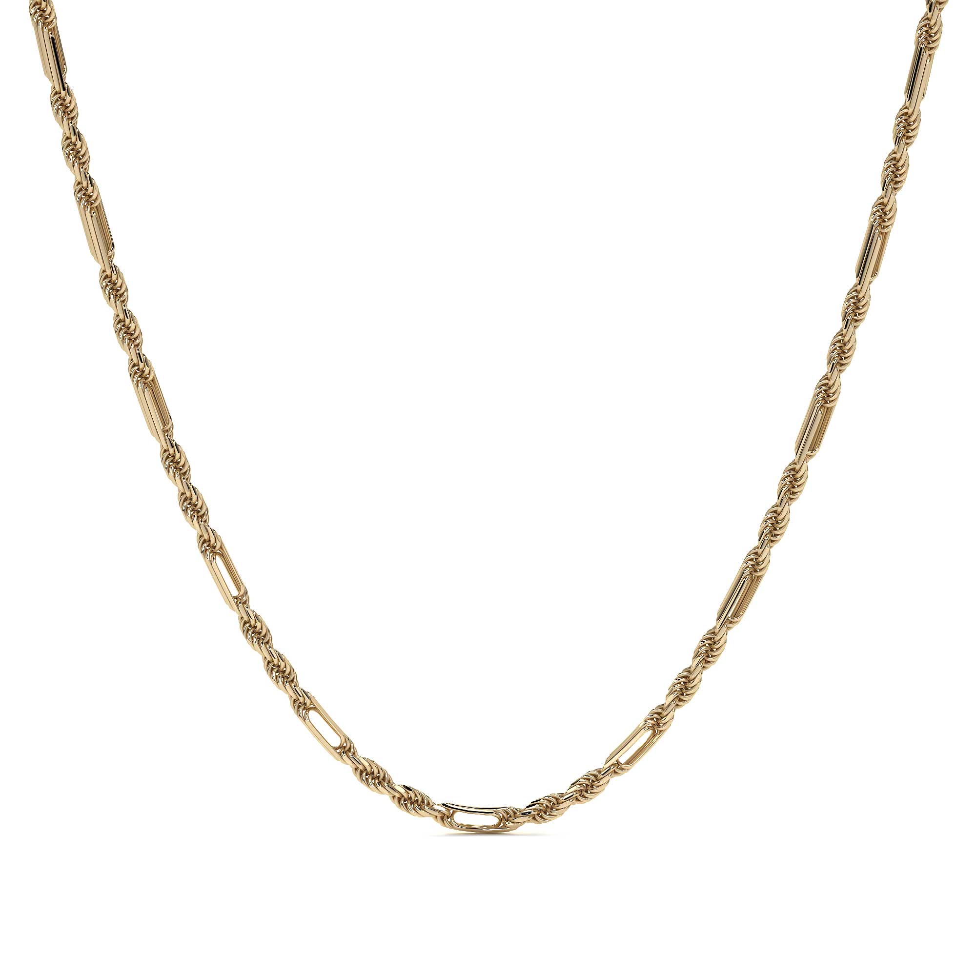 Cadena Italiana Torsal 3x1 Figaro 14k, 60cm, Calibre 3.0mm