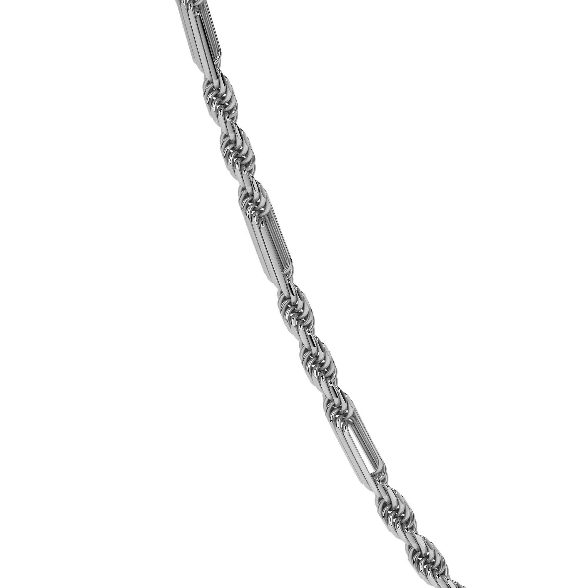 Cadena De Plata 925 Torsal Figaro 3x1 De 55cm Calibre 7.5mm