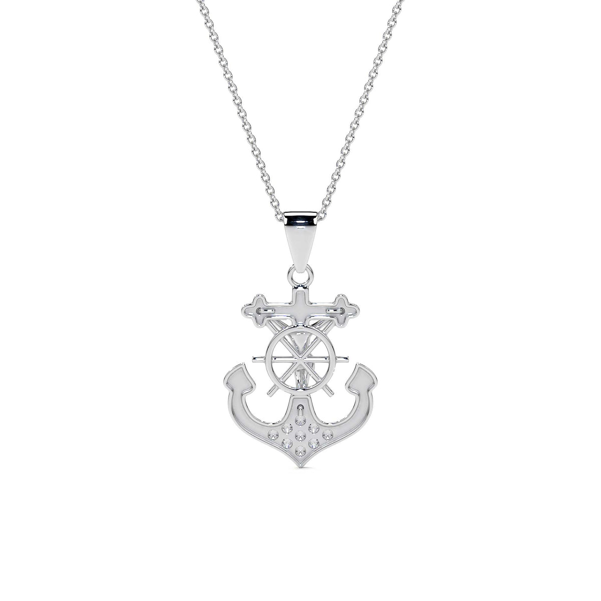 Dije De Cruz Con Forma De Ancla De Plata 925