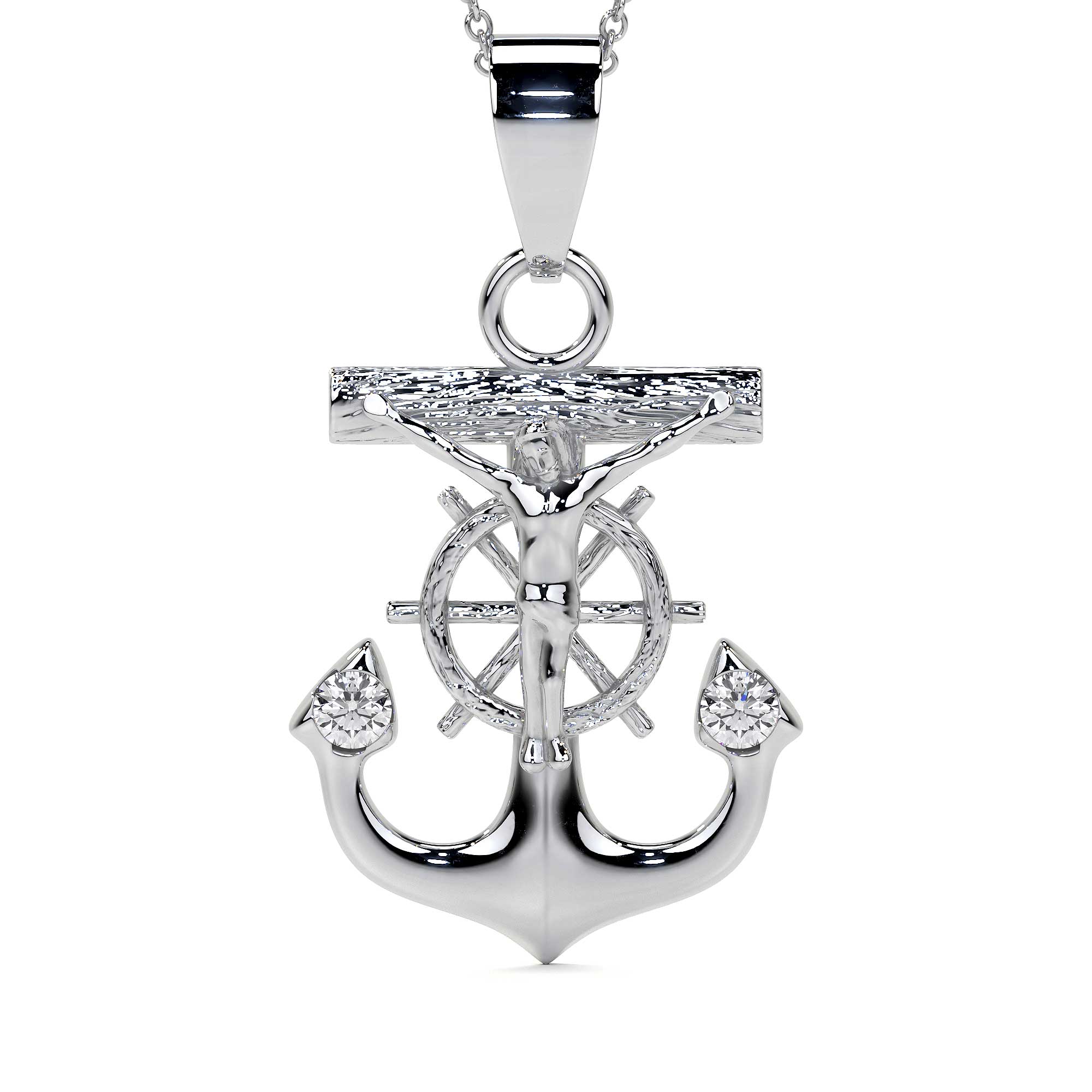 Dije De Cruz Con Forma De Ancla De Plata 925