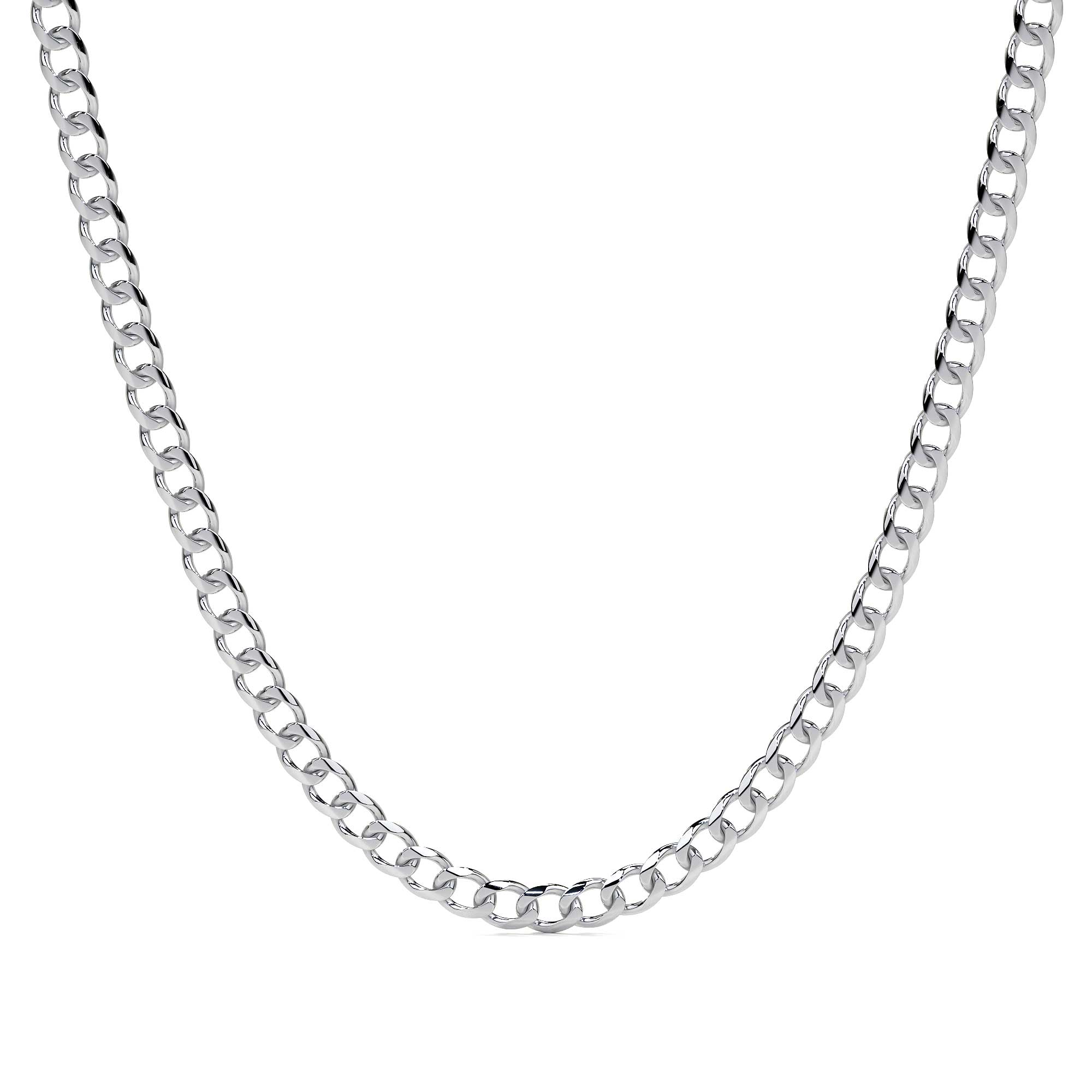 Cadena De Plata 925 Estilo Barbada De 55 Cm Calibre 3.2mm Color Plateado
