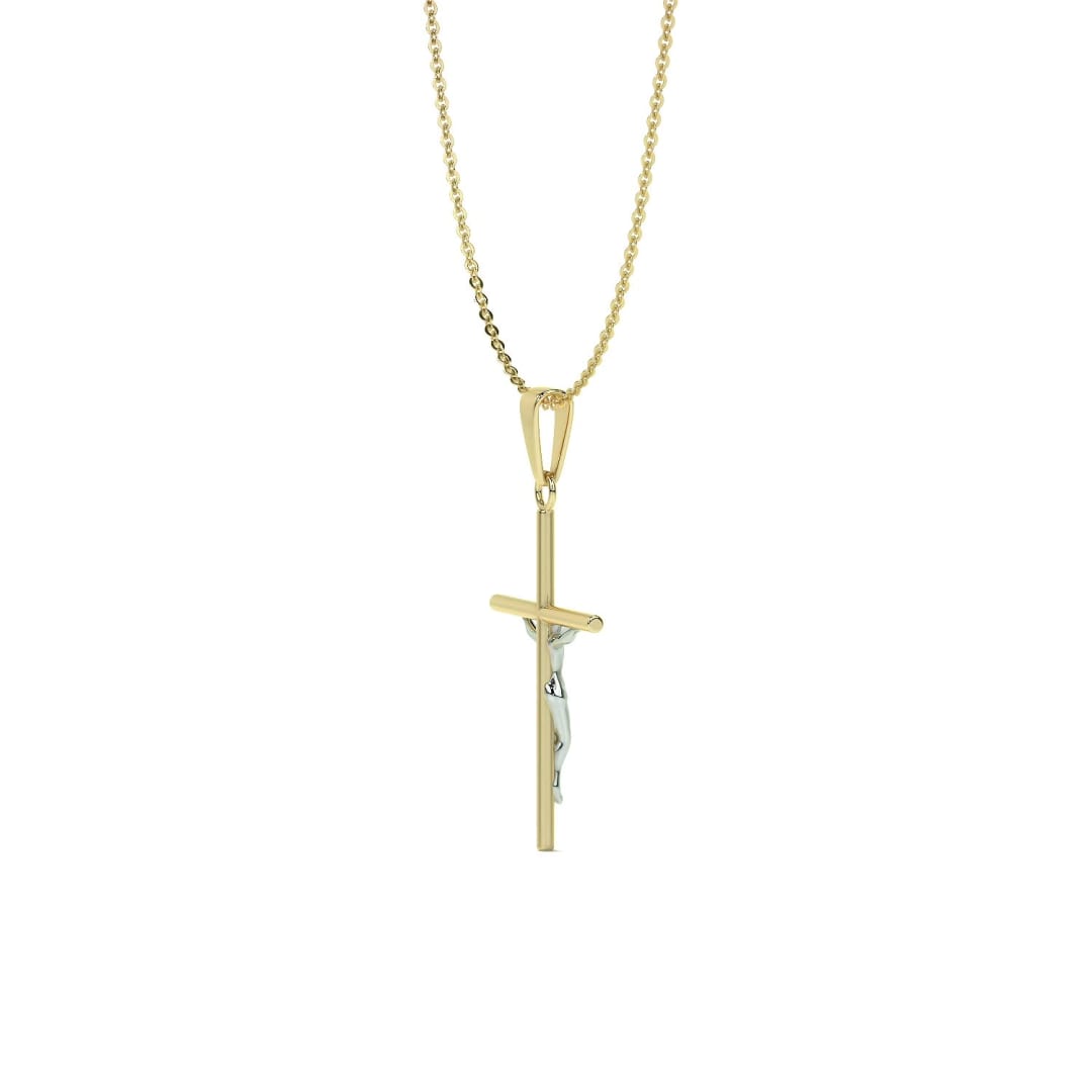 Dije De Cruz De Tubo Con Cristo Rodinado De Oro De 10k