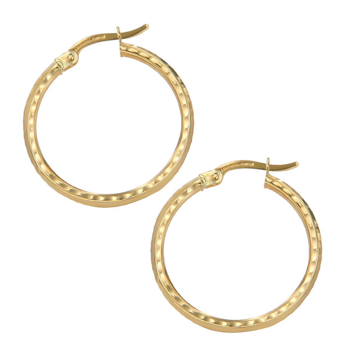 Arracada Diamantada Italiana De Oro De 10k Estilo Panal 15 mm