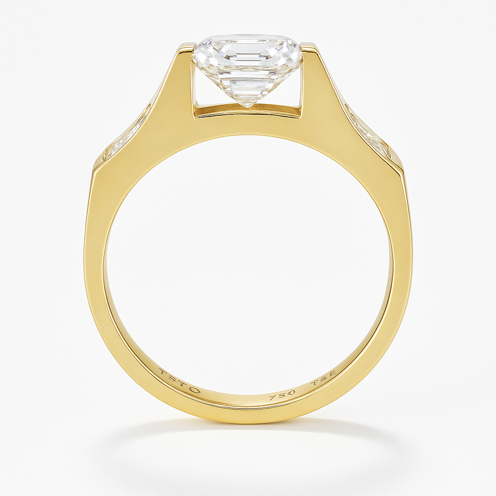 10k Gold Engagement Ring with Zirconia Stones