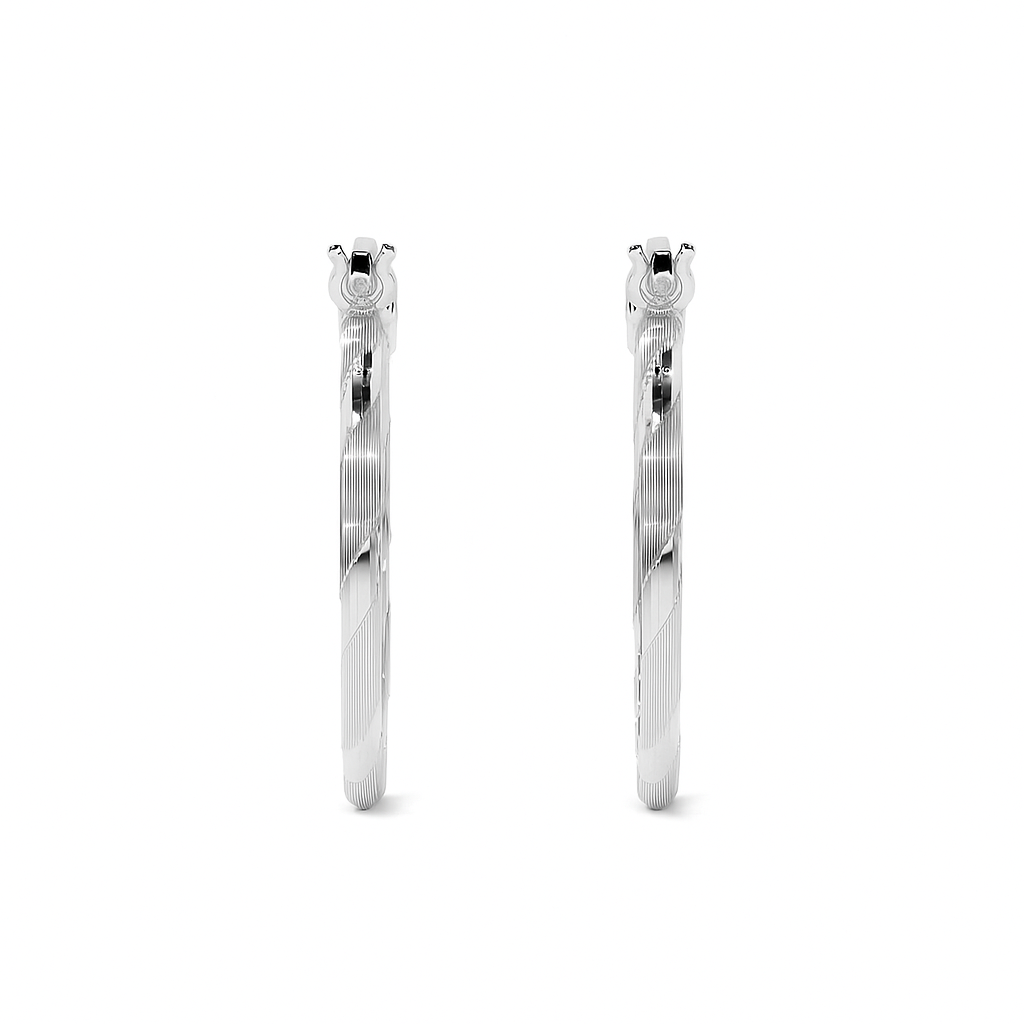 Arete De Plata 925 Extra Ligero Para Mujer Con Diamantado Cordon Blue