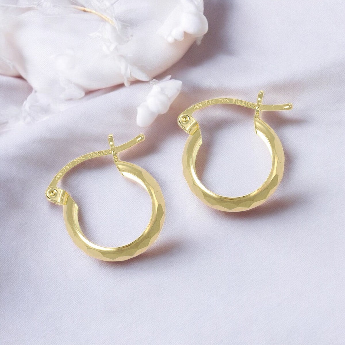 Arracada Bangle De Oro 10k Diamantado De Rombo