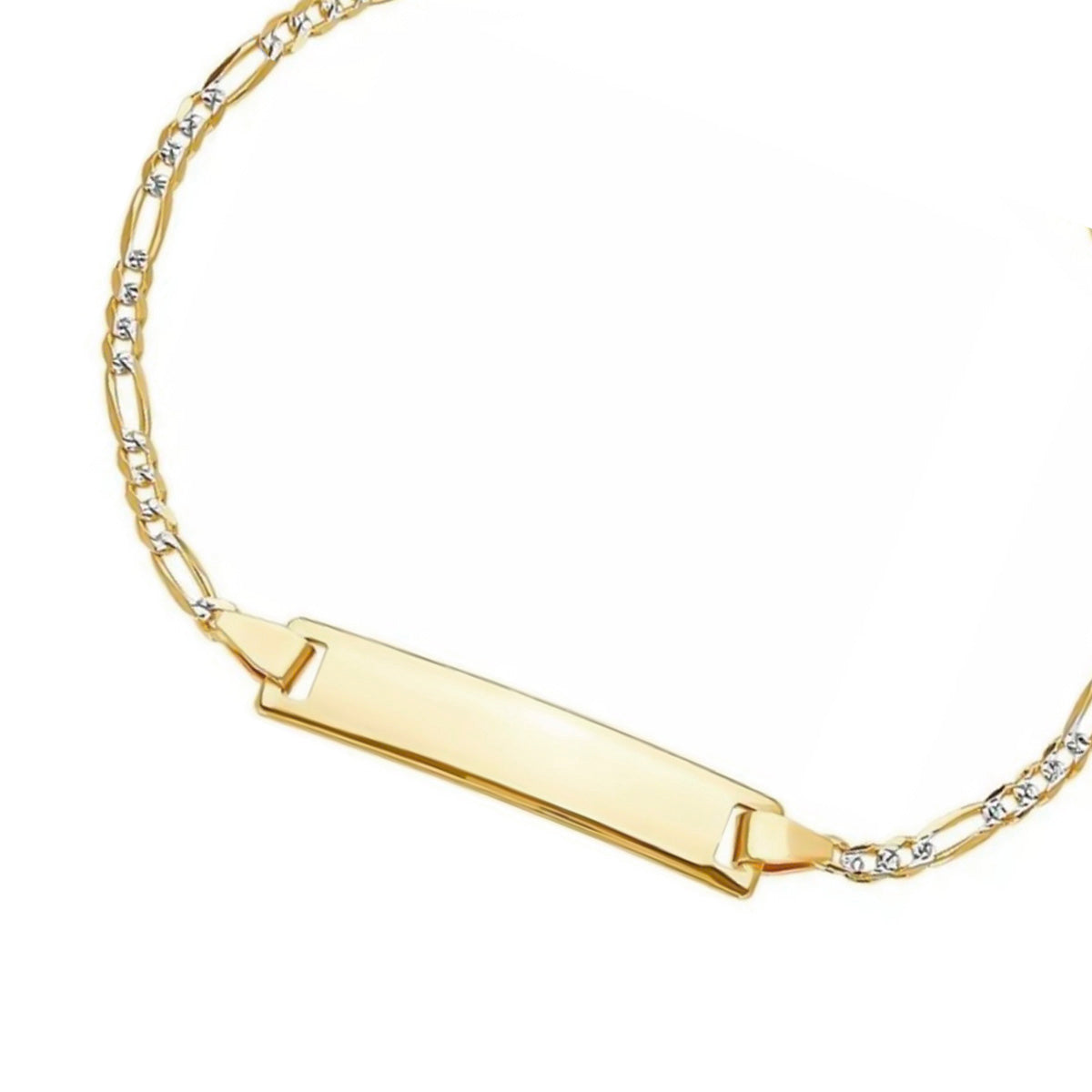 Pulsera Esclava Italiana Figaro Pave Pulso 14k 2.6mm 16cm