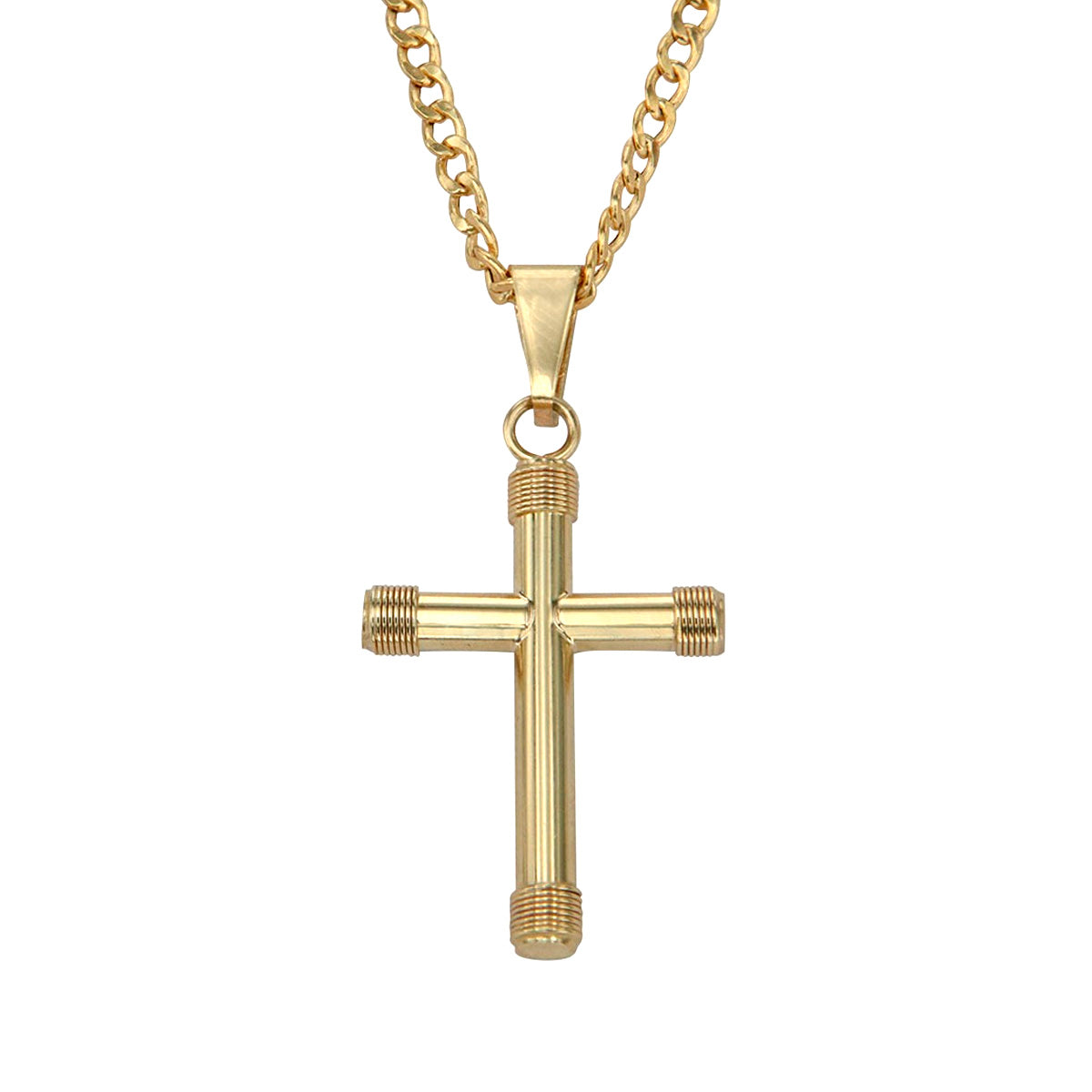 Collar De Cruz De Tubo De Oro De 10k