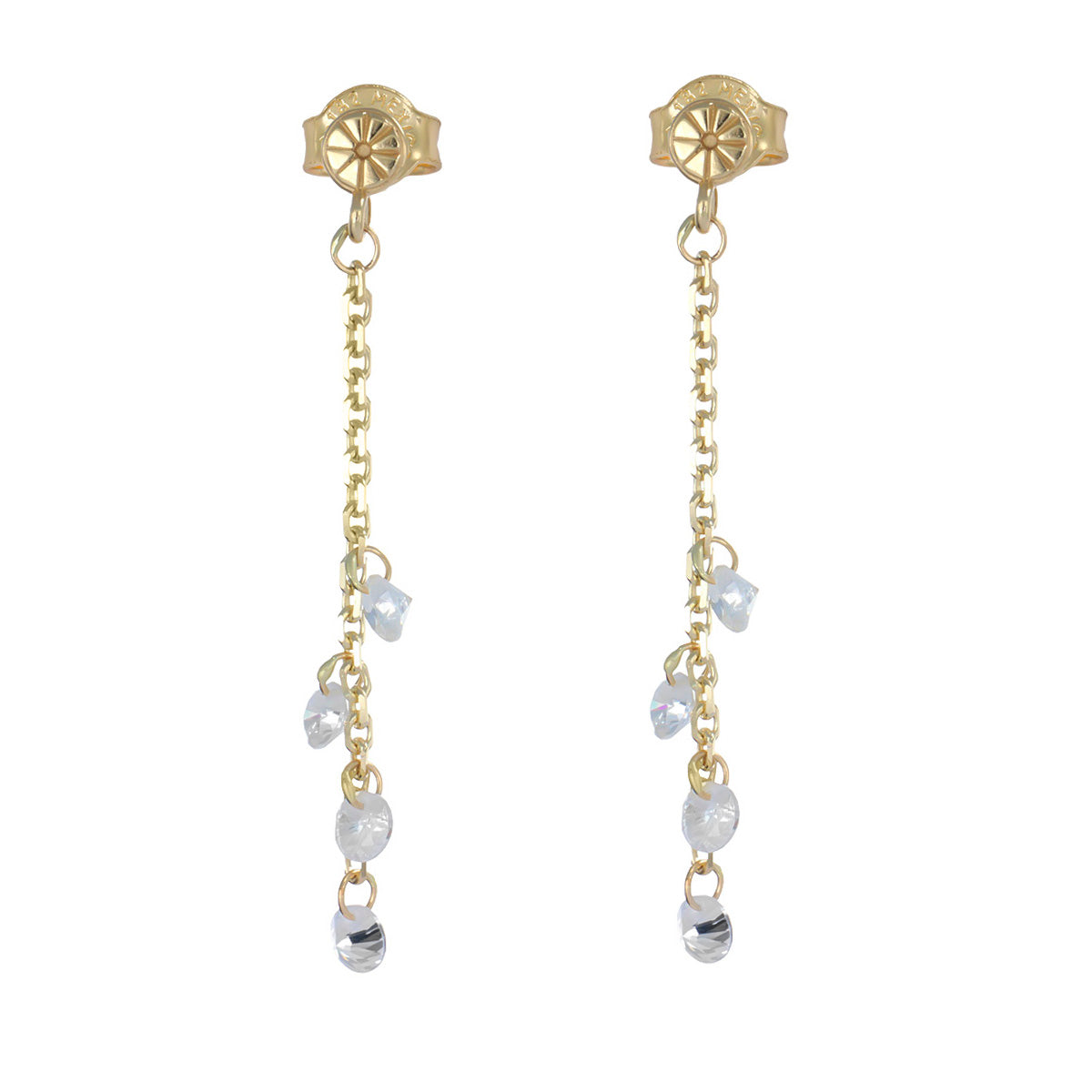 Aretes Para Mujer De Oro De 14k, 42 Mm Con Piedra Zirconia