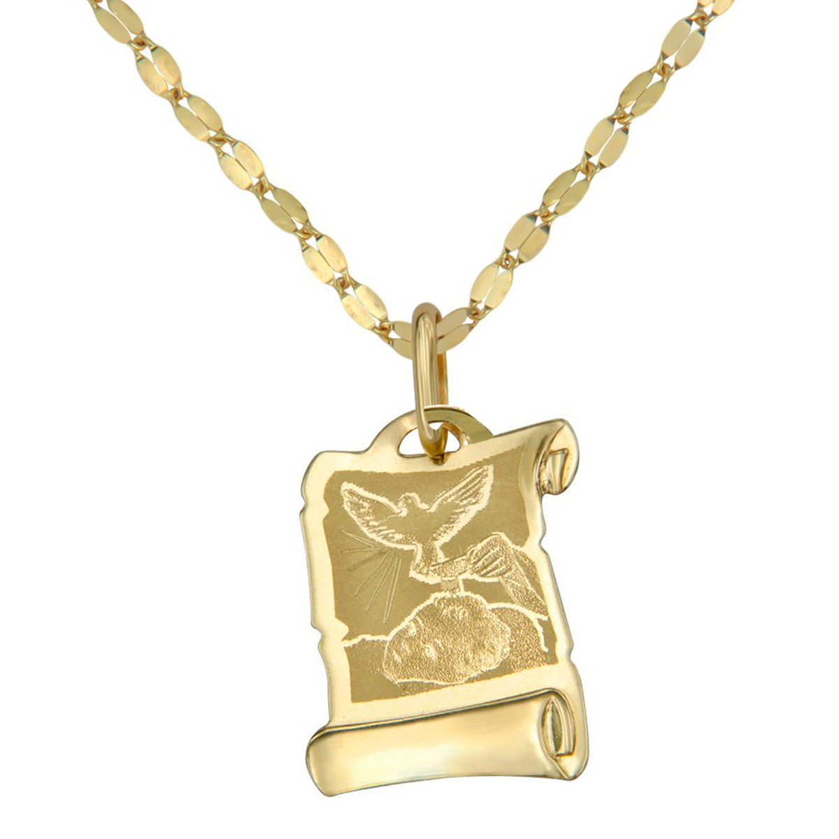 Collar Con Medalla De Bautizo Italiana De Oro De 10k