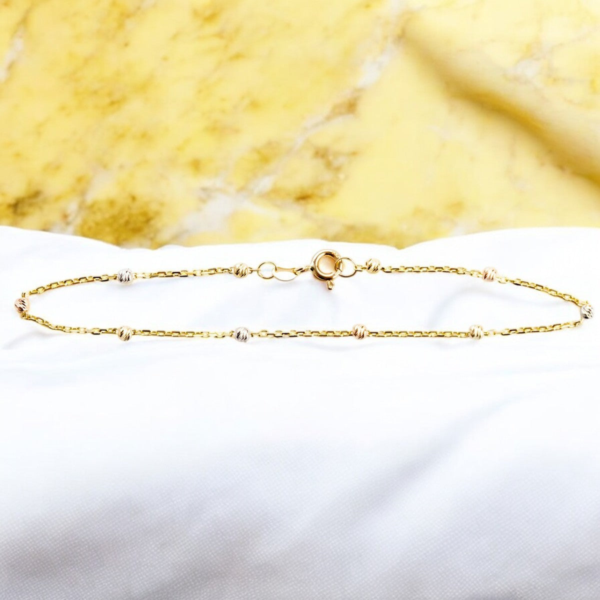 Esclava Viviana De Oro De 14k De 18 Cm Con Bola 2.5mm