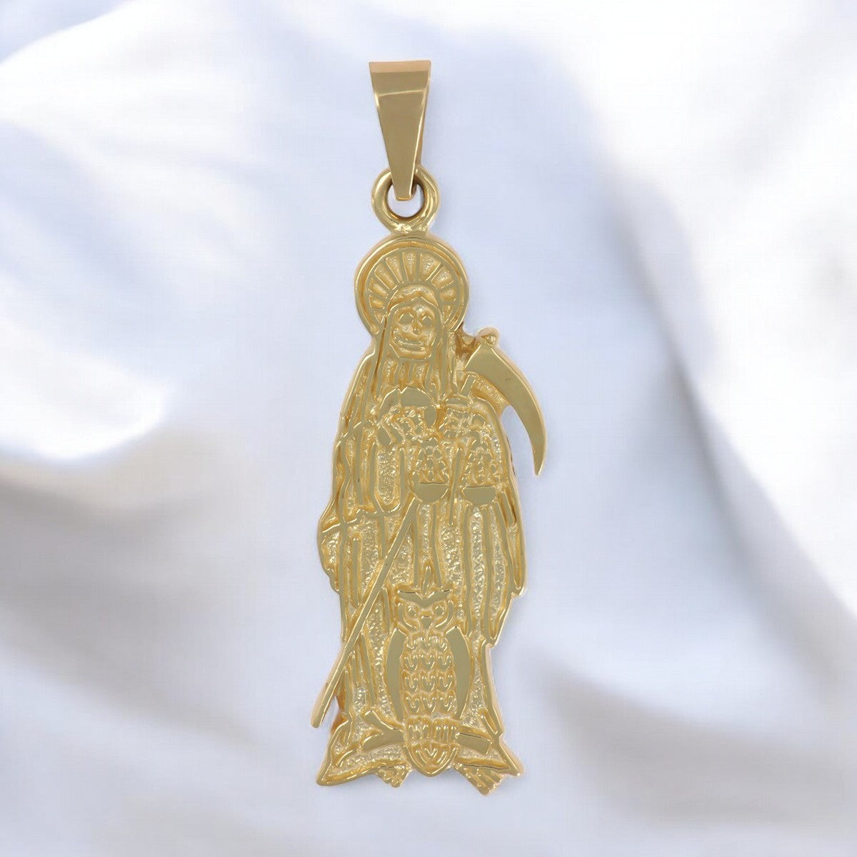 Dije De La Santa Muerte En Oro De 10k De 4.4 Cm