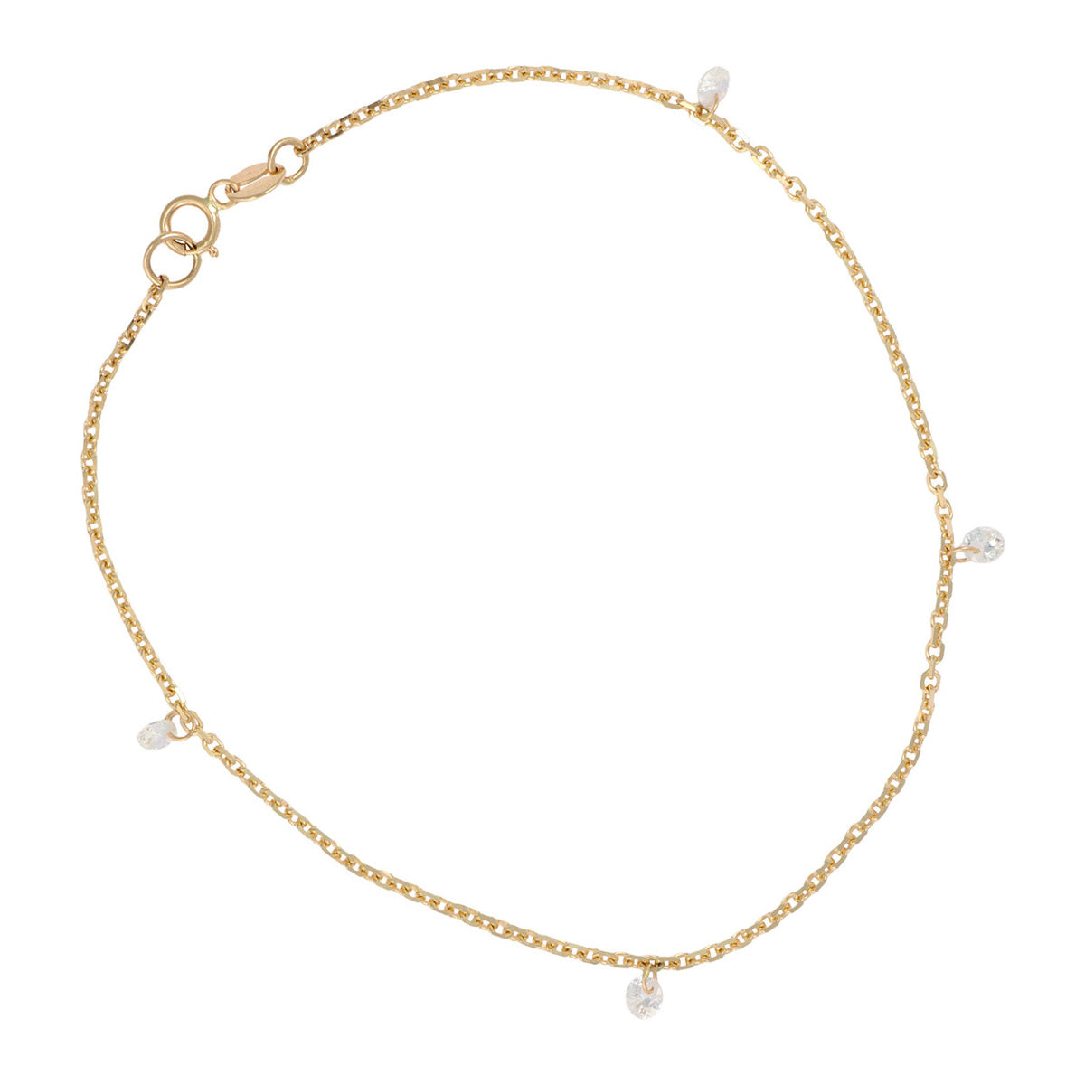 Set Para Mujer De Cadena, Pulsera Y Aretes De Oro De 14k