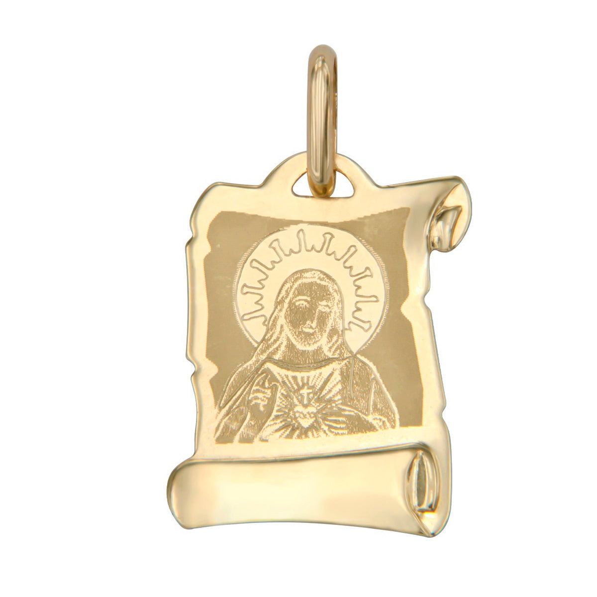 Medalla Laser De Oro De 10k Con Sagrado Corazón De Jesús