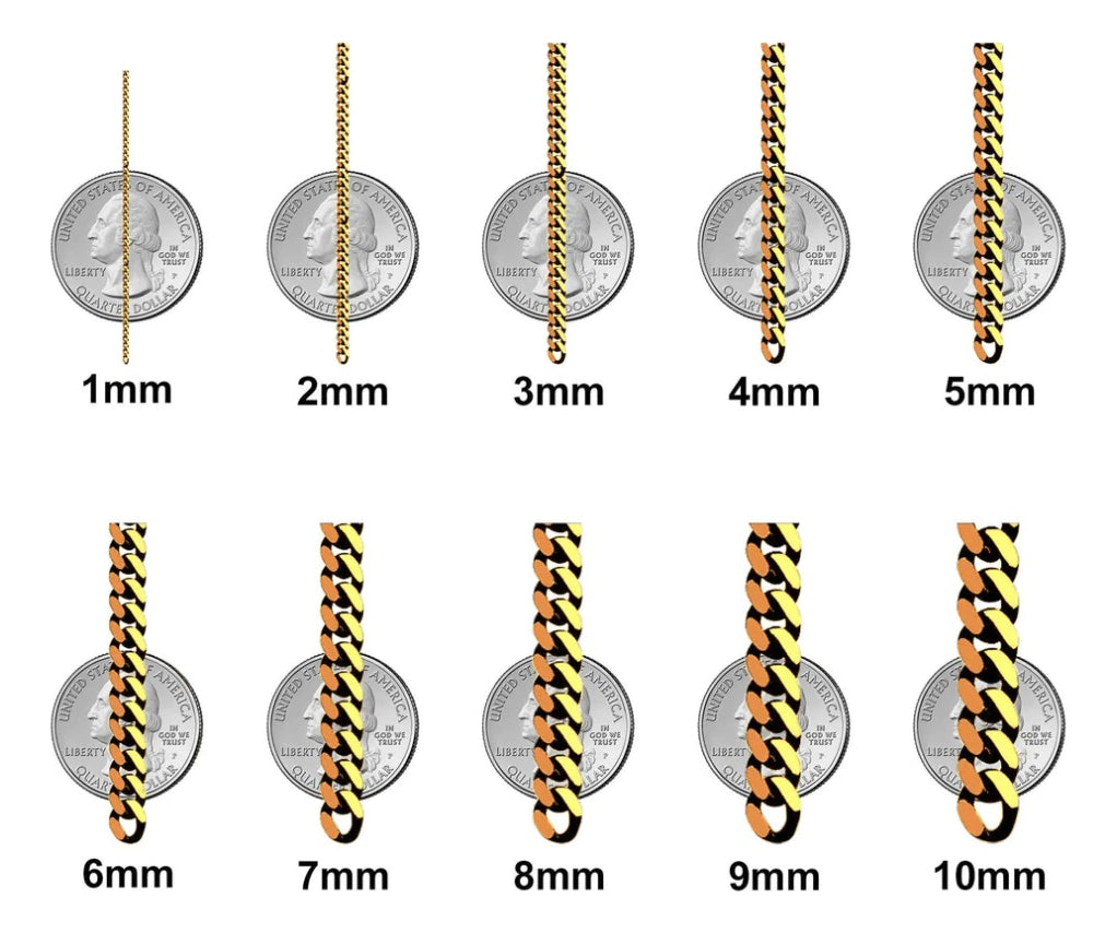 Cadena Italiana De 10k, Estilo Cubana de Calibre 2mm
