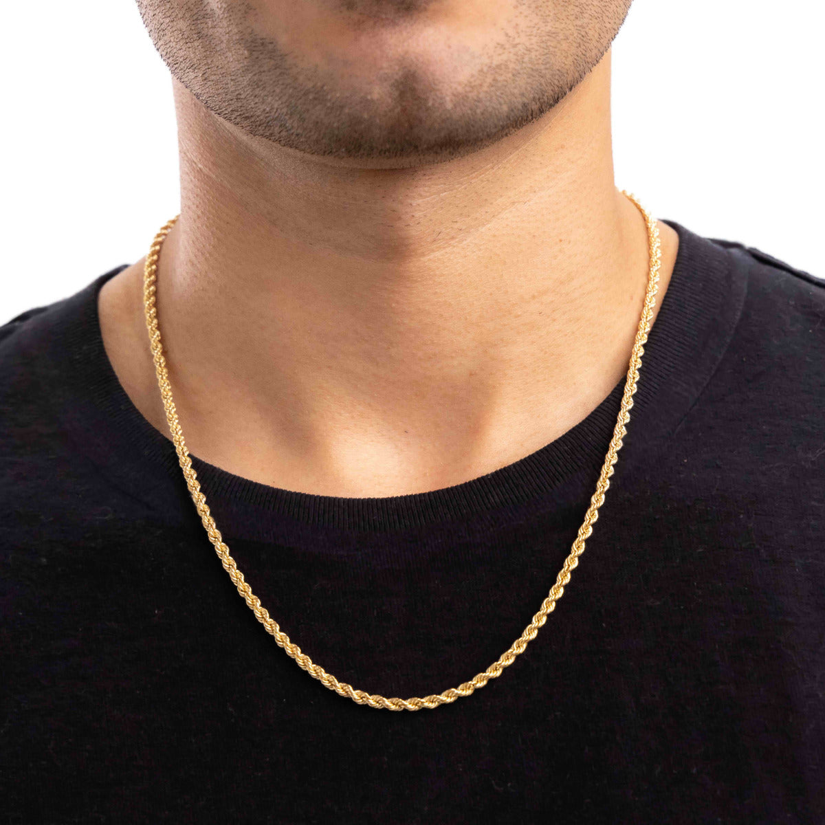 14k Italian Gold Hollow Torsal Chain, Gauge 3.2mm, 55cm