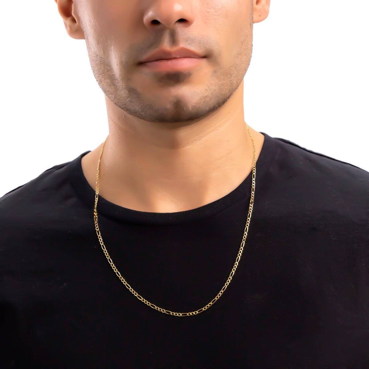 10K Solid Italian Figaro Chain 2.6mm, 60cm