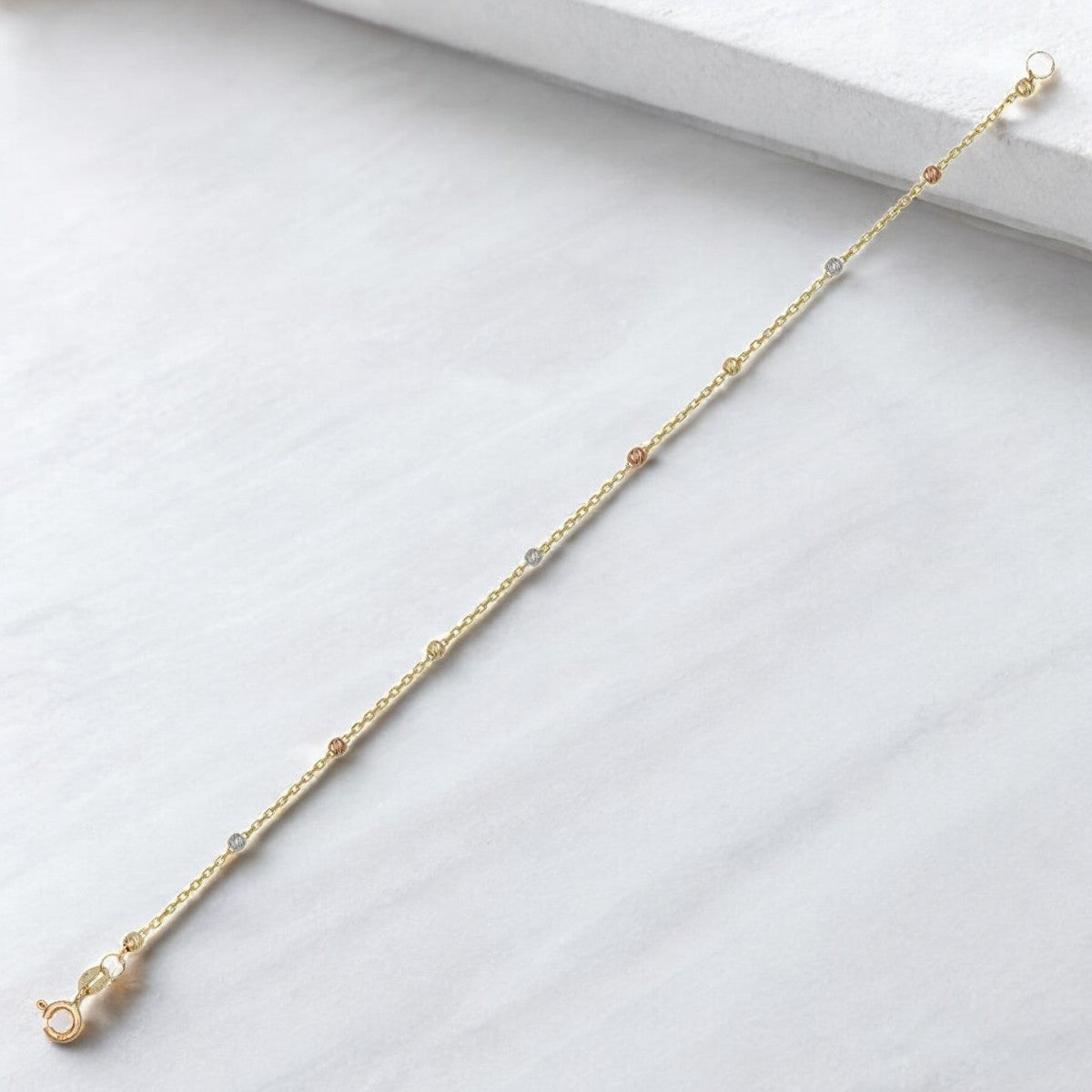 Esclava Viviana De Oro De 14k De 24 Cm Con Bola 2.5mm