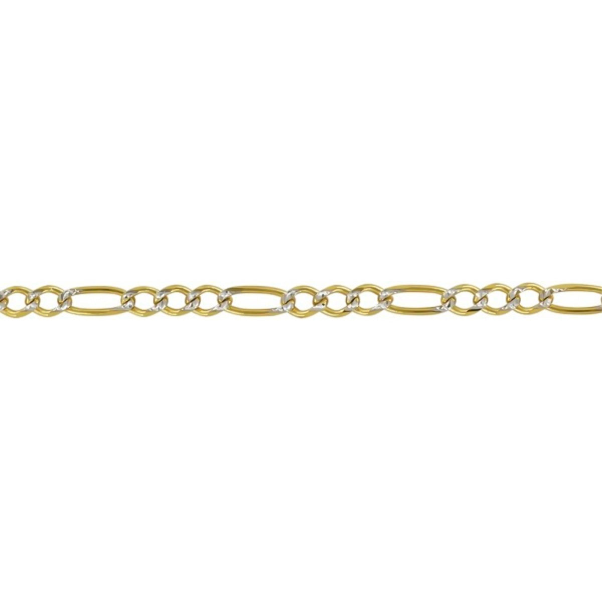 Pulsera Esclava Italiana Figaro Pave Pulso 14k 2.6mm 16cm