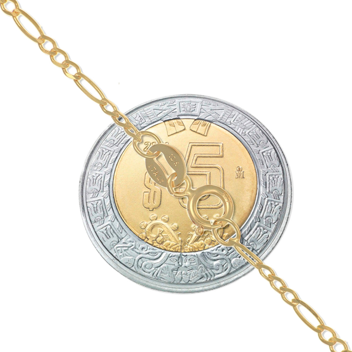 10K Solid Italian Figaro Chain 2mm, 40cm