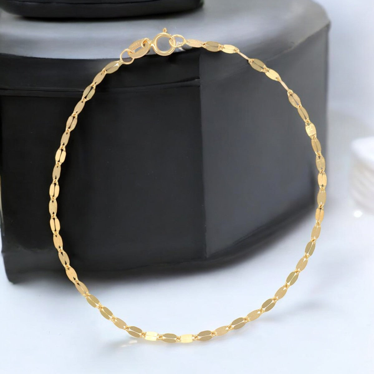 Pulsera Italiana Grano De Cafe De 10 Quilates 2.4mm, 18.5 Cm