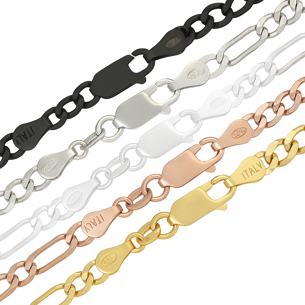 925 Silver Chain 3x1 Figaro Style 55 cm Gauge 5.1mm