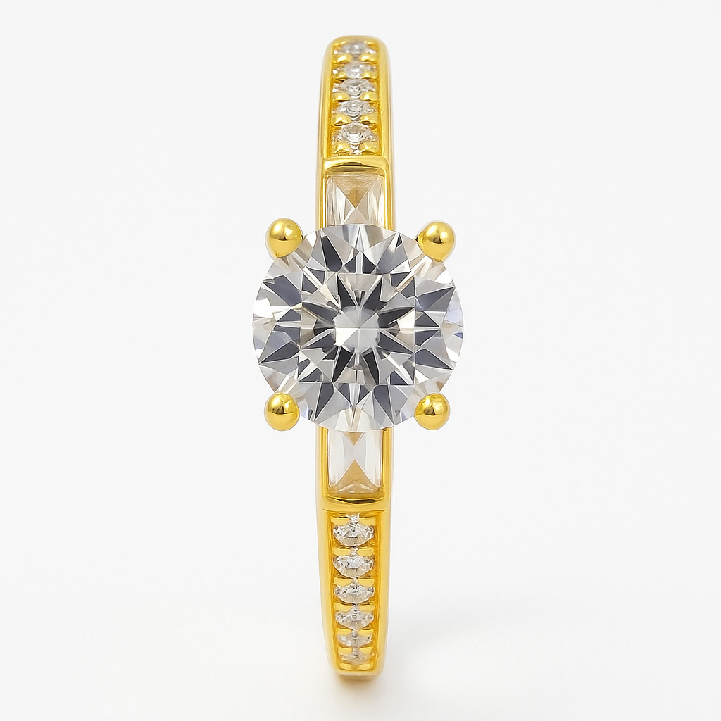 10k Gold Engagement Ring With Zirconia Stone