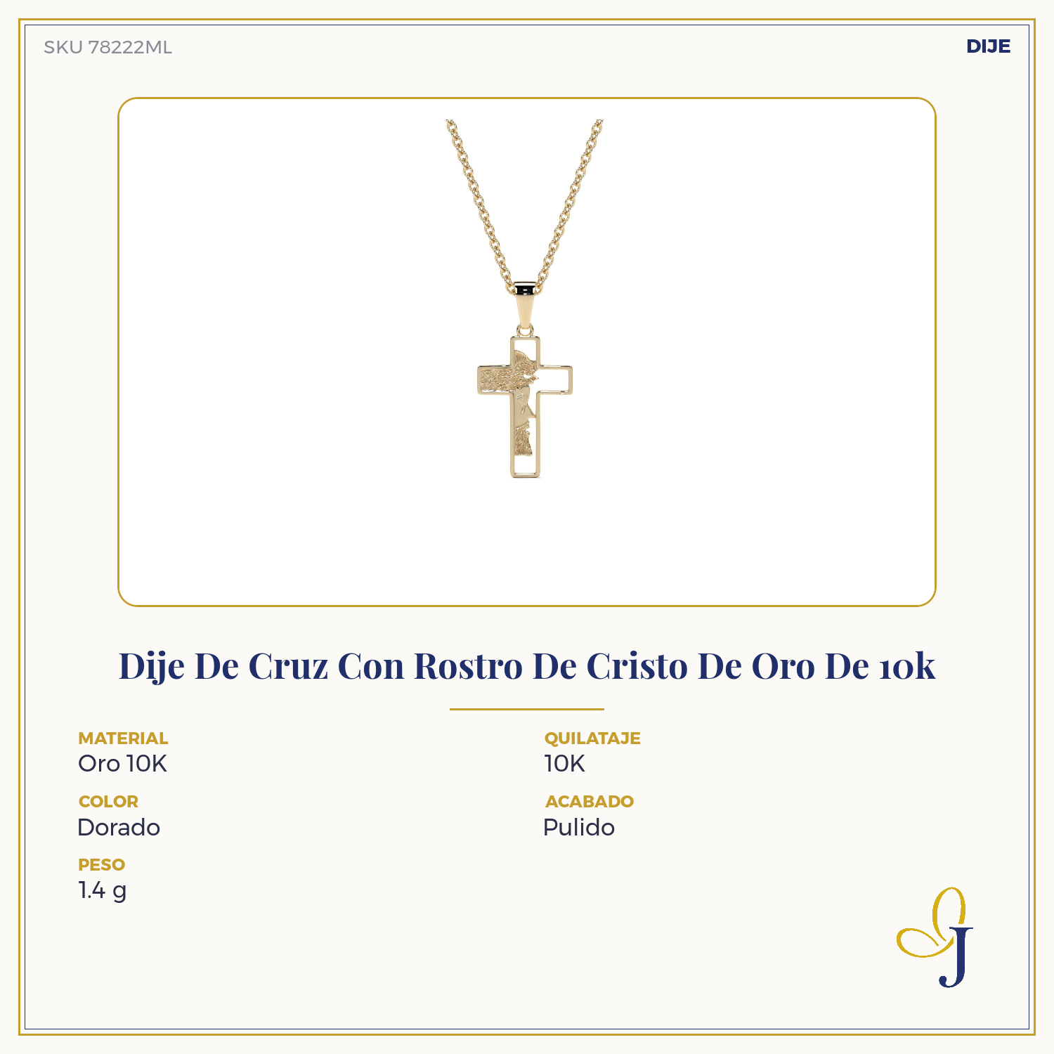 Dije De Cruz Con Rostro De Cristo De Oro De 10k
