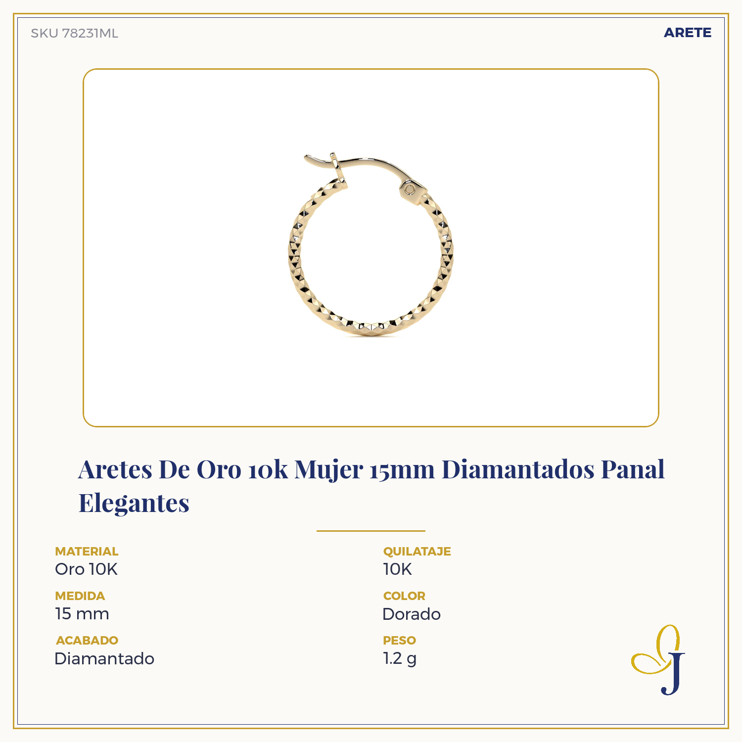 Aretes De Oro 10k Mujer 15mm Diamantados Panal Elegantes