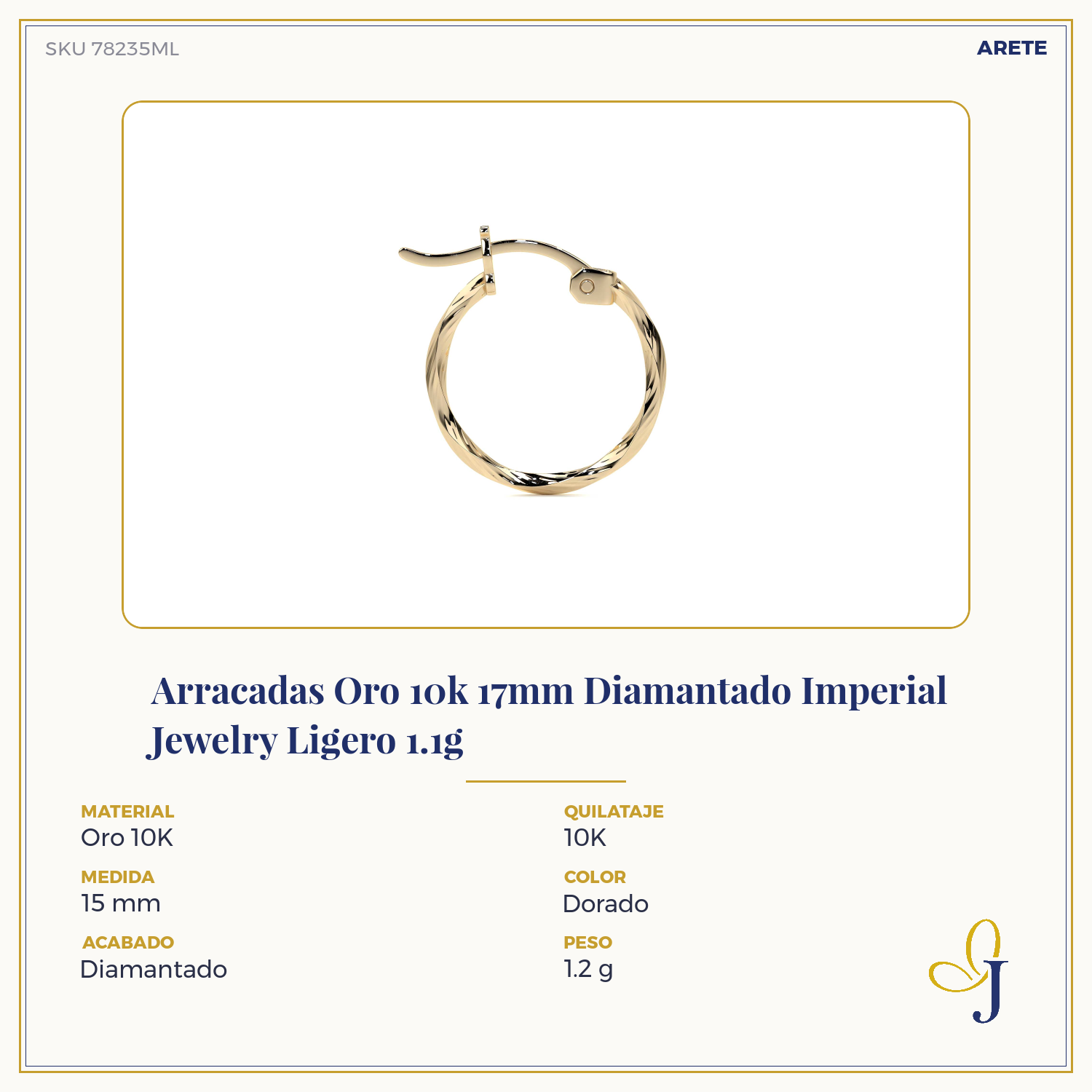 Arete Arracada De Oro De 10k Diamantada Estilo Torsal