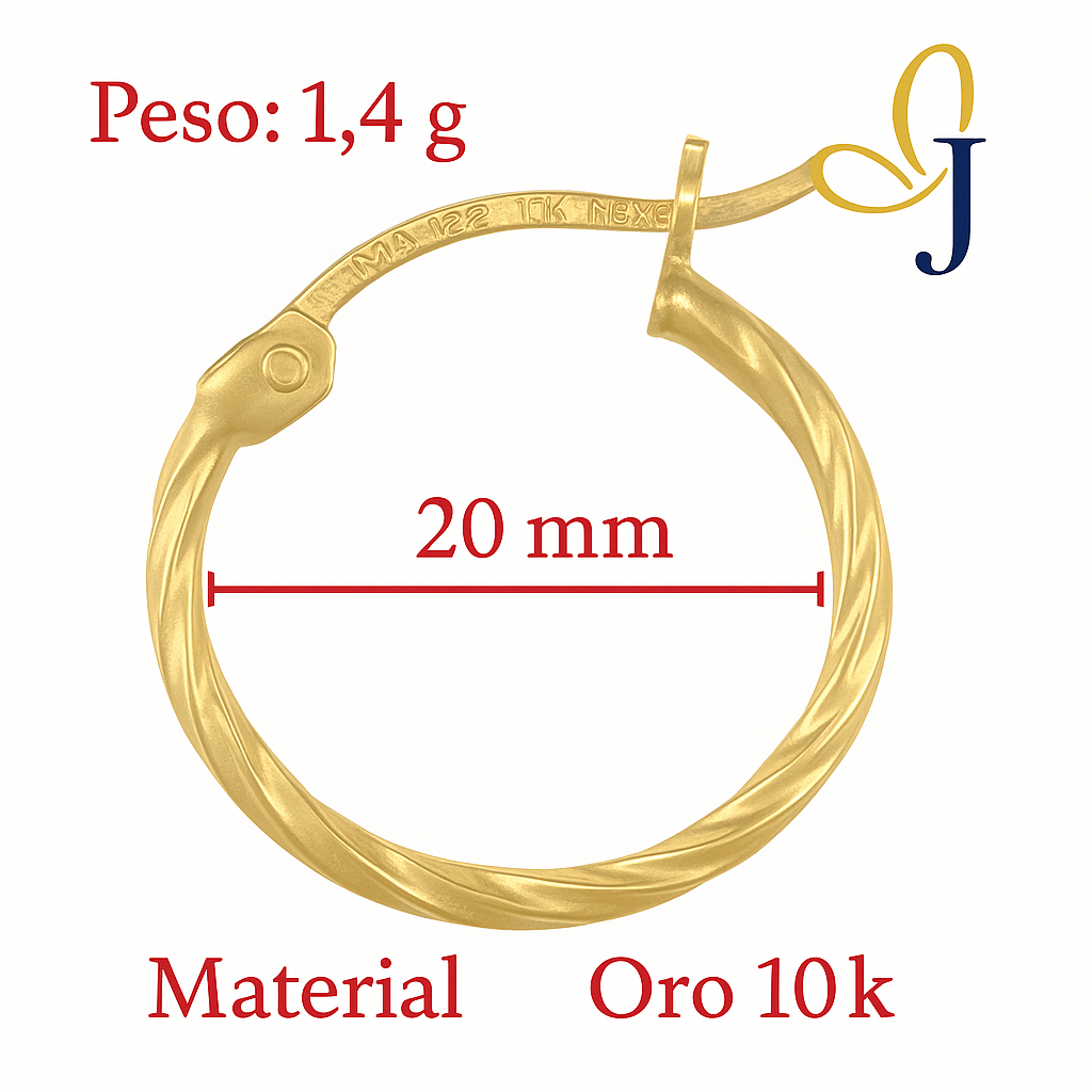 Arete Arracada De Oro De 10k Diamantada Estilo Torsal