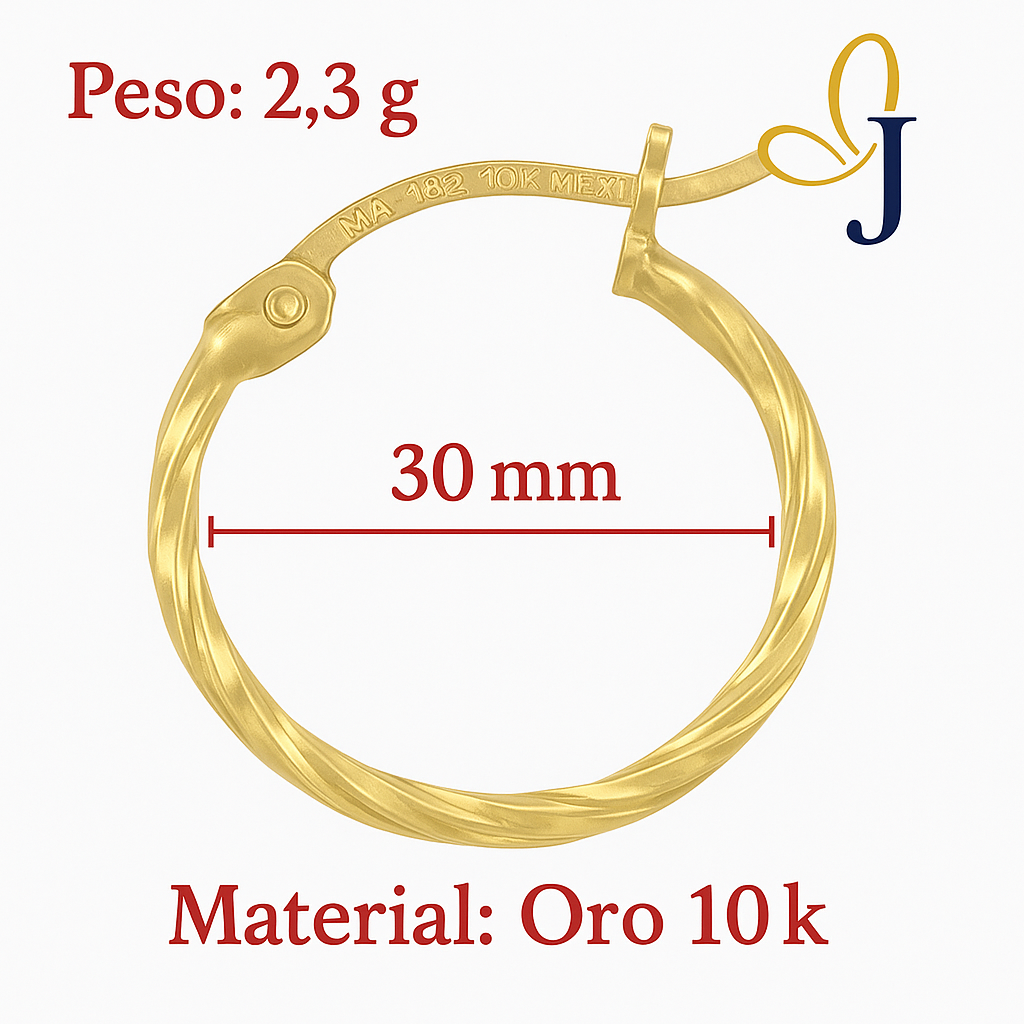 Arete Arracada De Oro De 10k Diamantada Estilo Torsal
