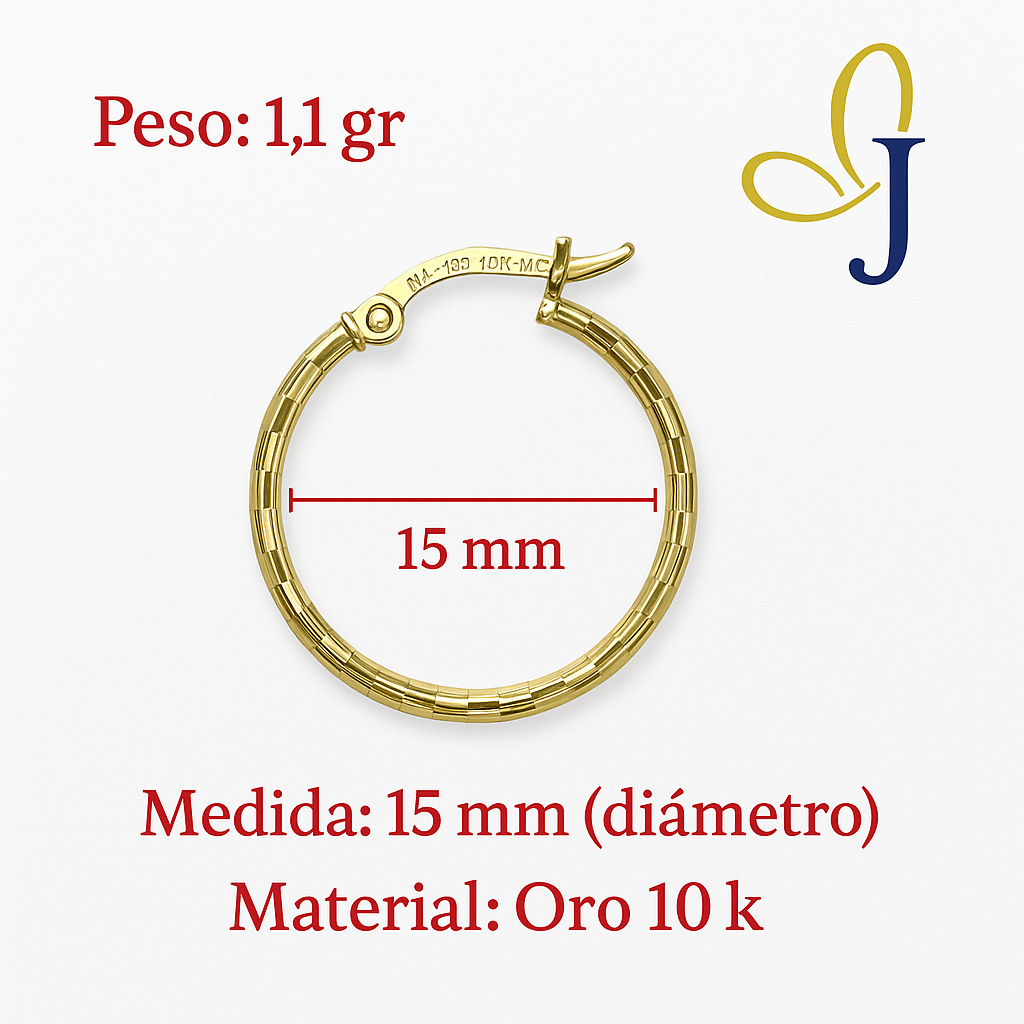 Arete Arracada Diamantada De Oro 10k Estilo Dominó